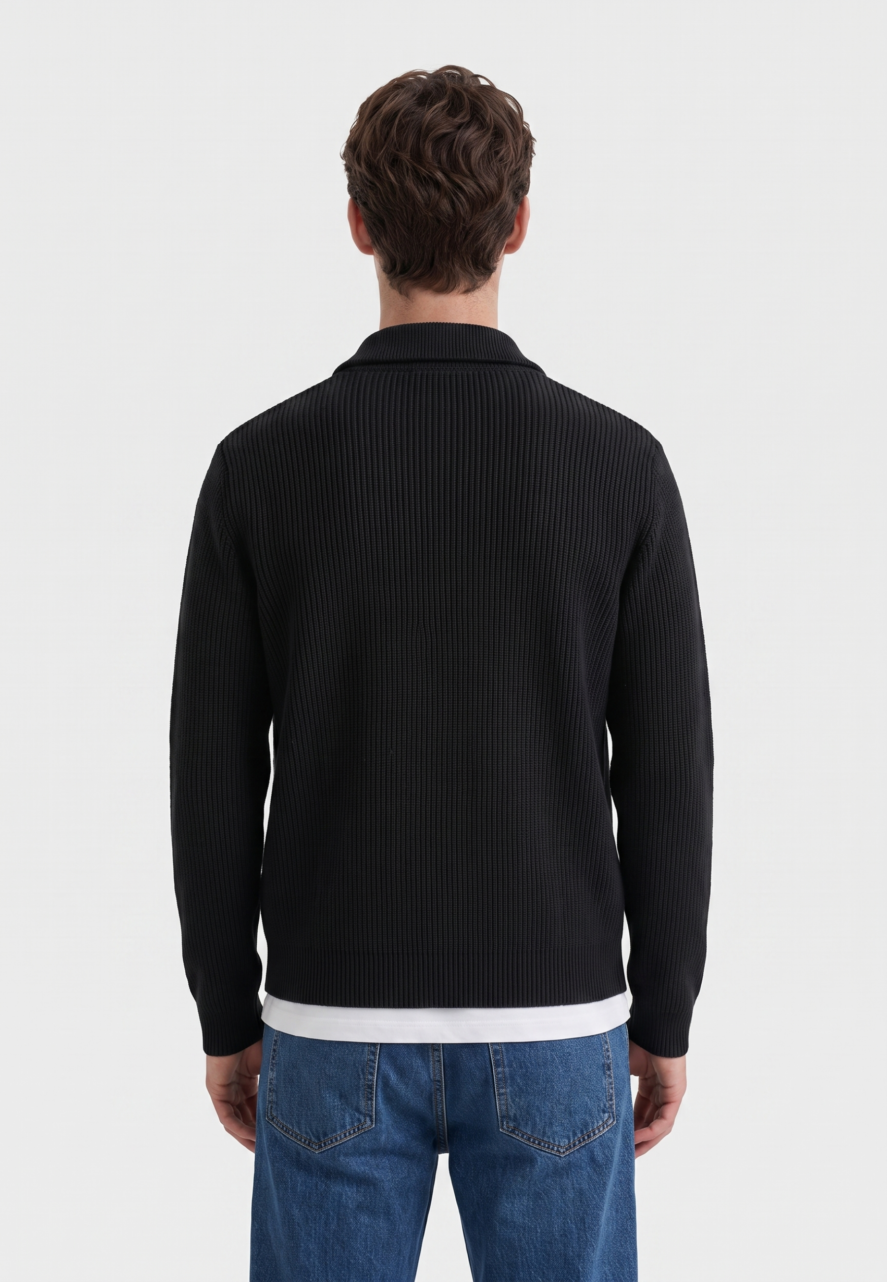 Reuben knitted half zip - Midnight ocean blue
