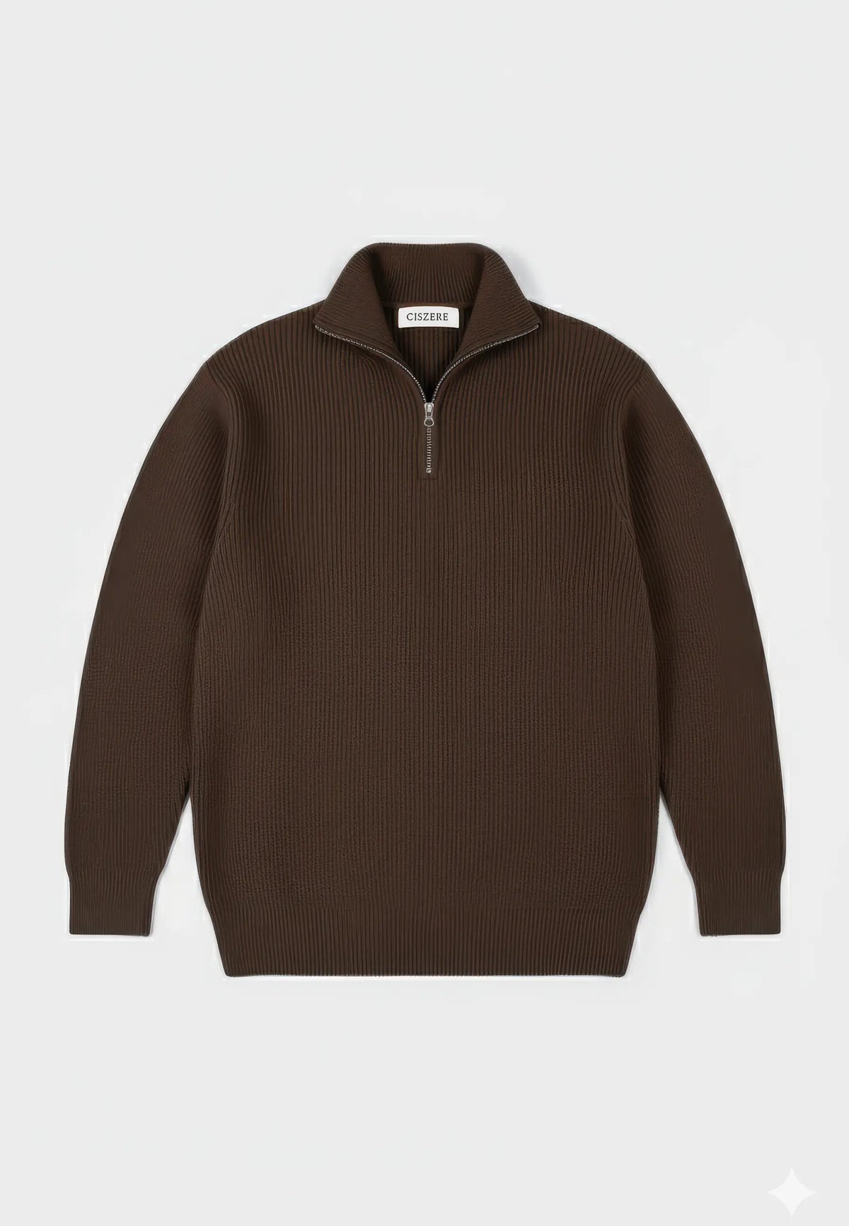 Reuben knitted half zip - Brown, flat lay