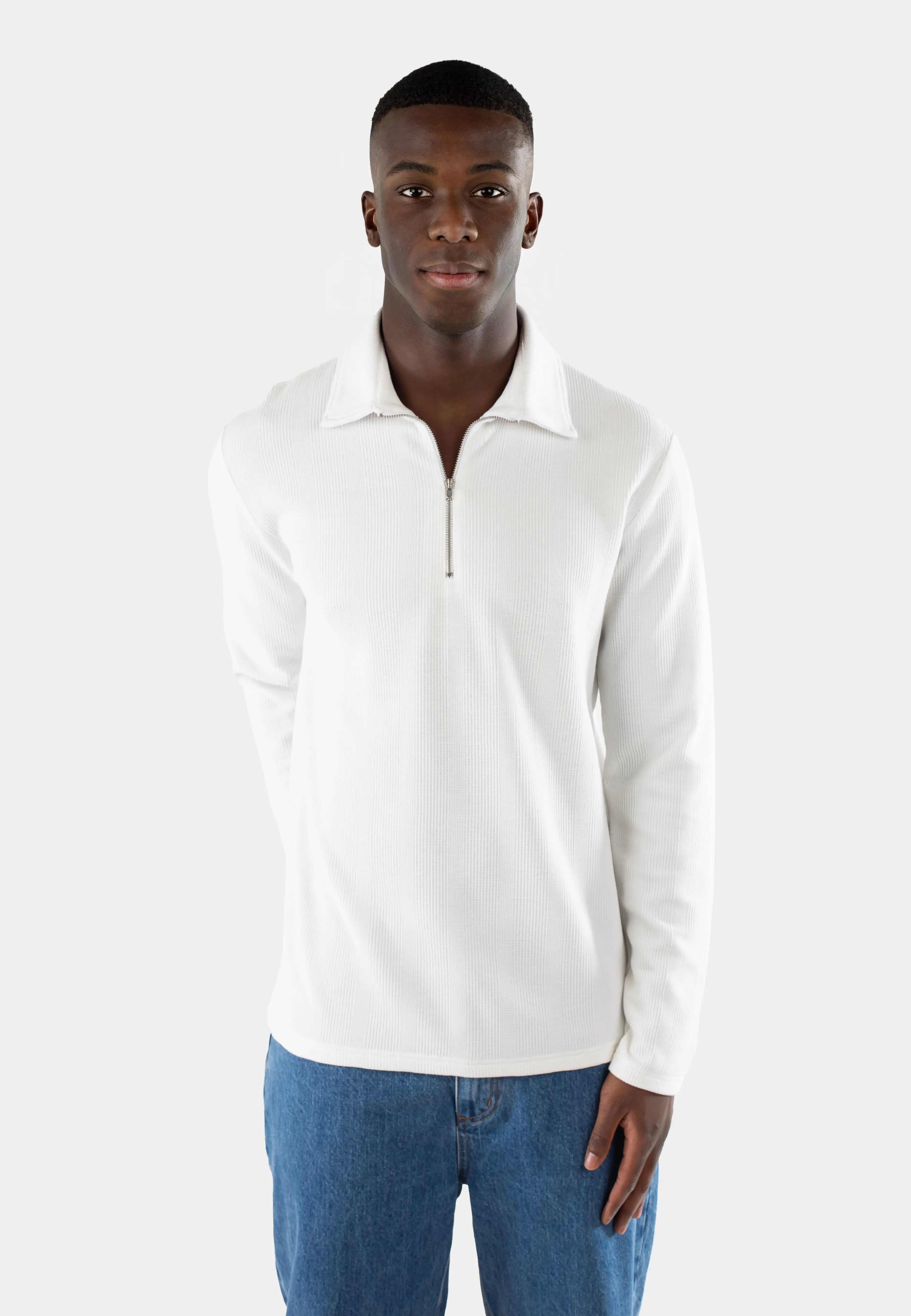Yet structure half zip shirt - White