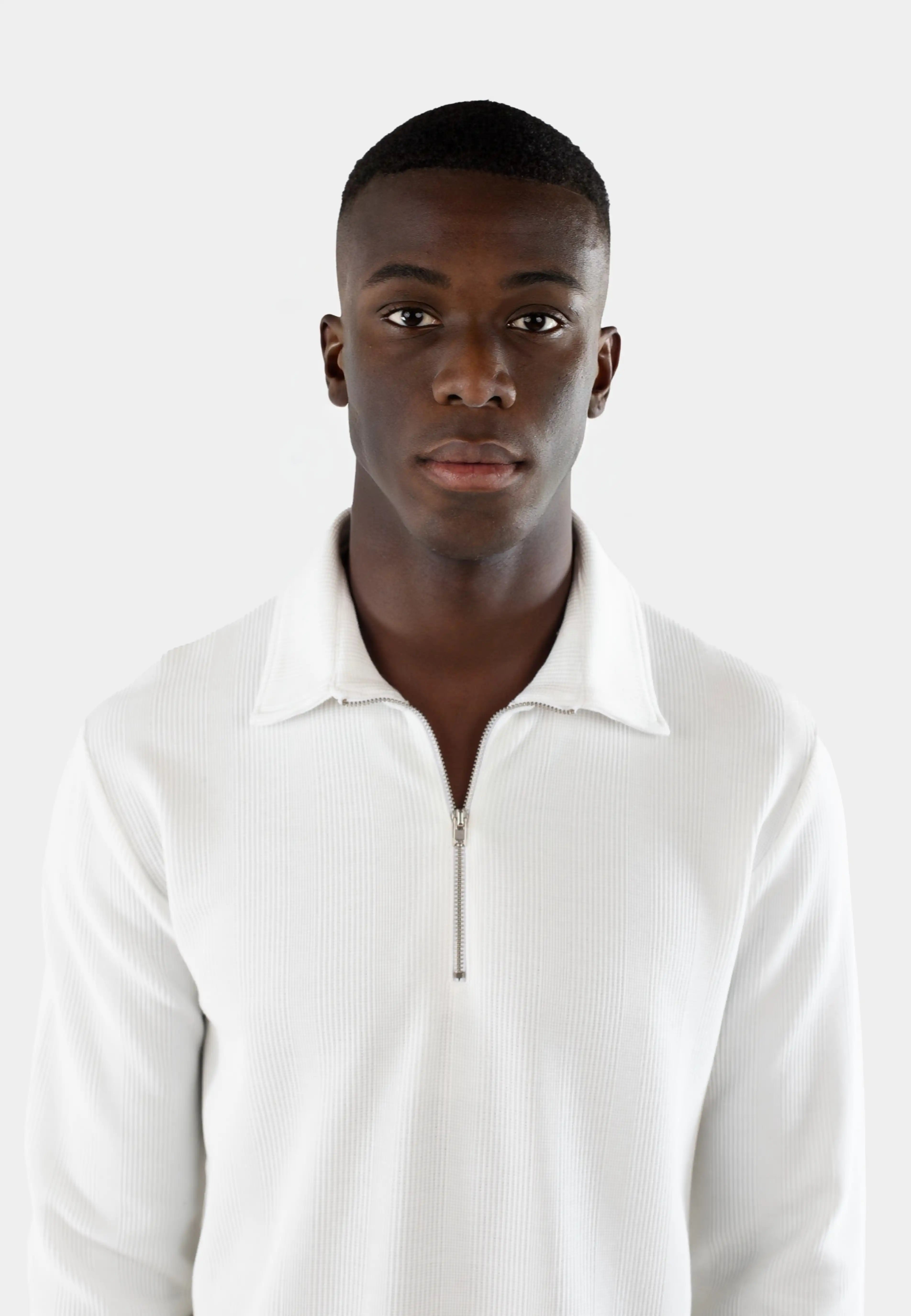 Yet structure half zip shirt - White