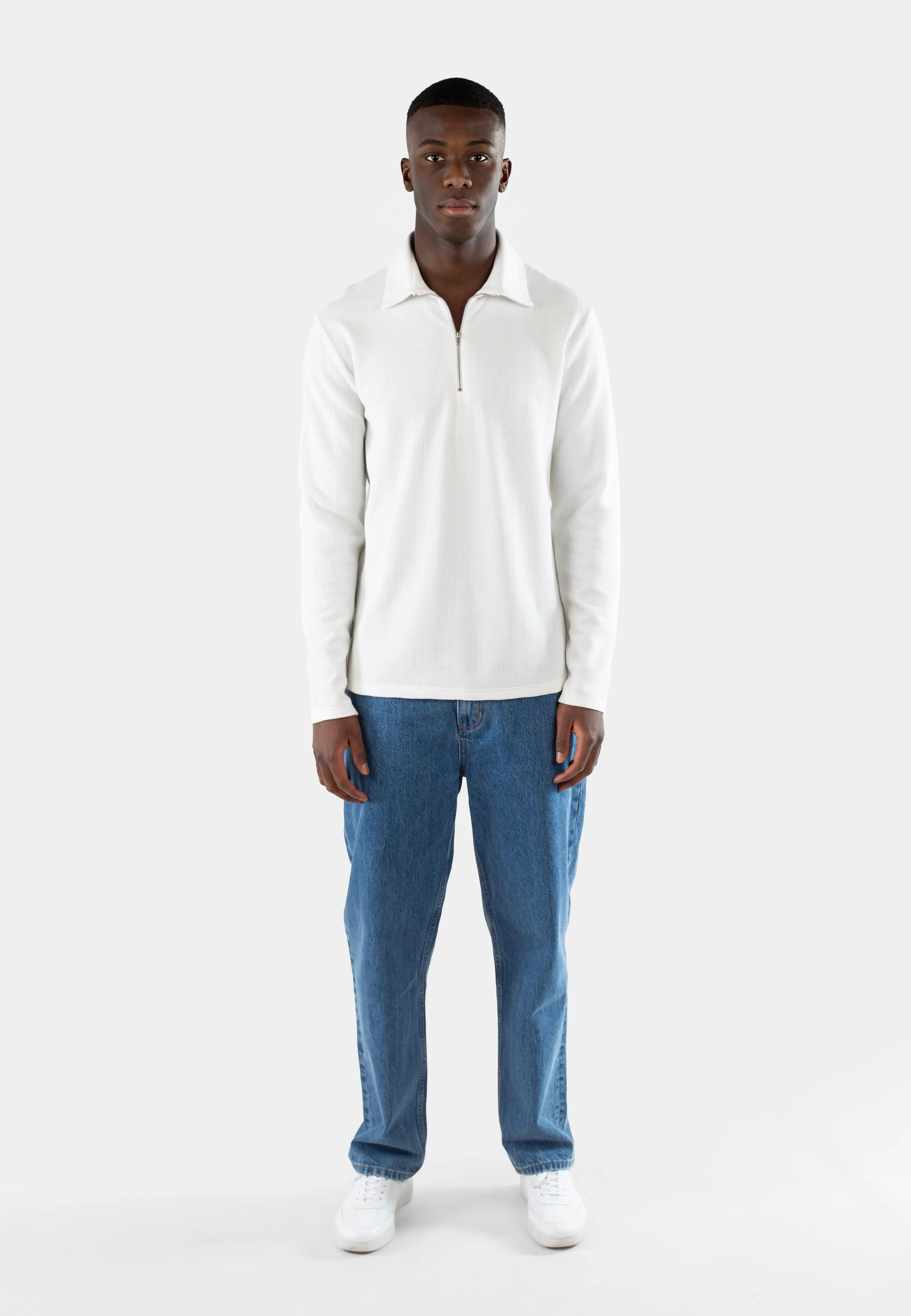 Yet structure half zip shirt - White