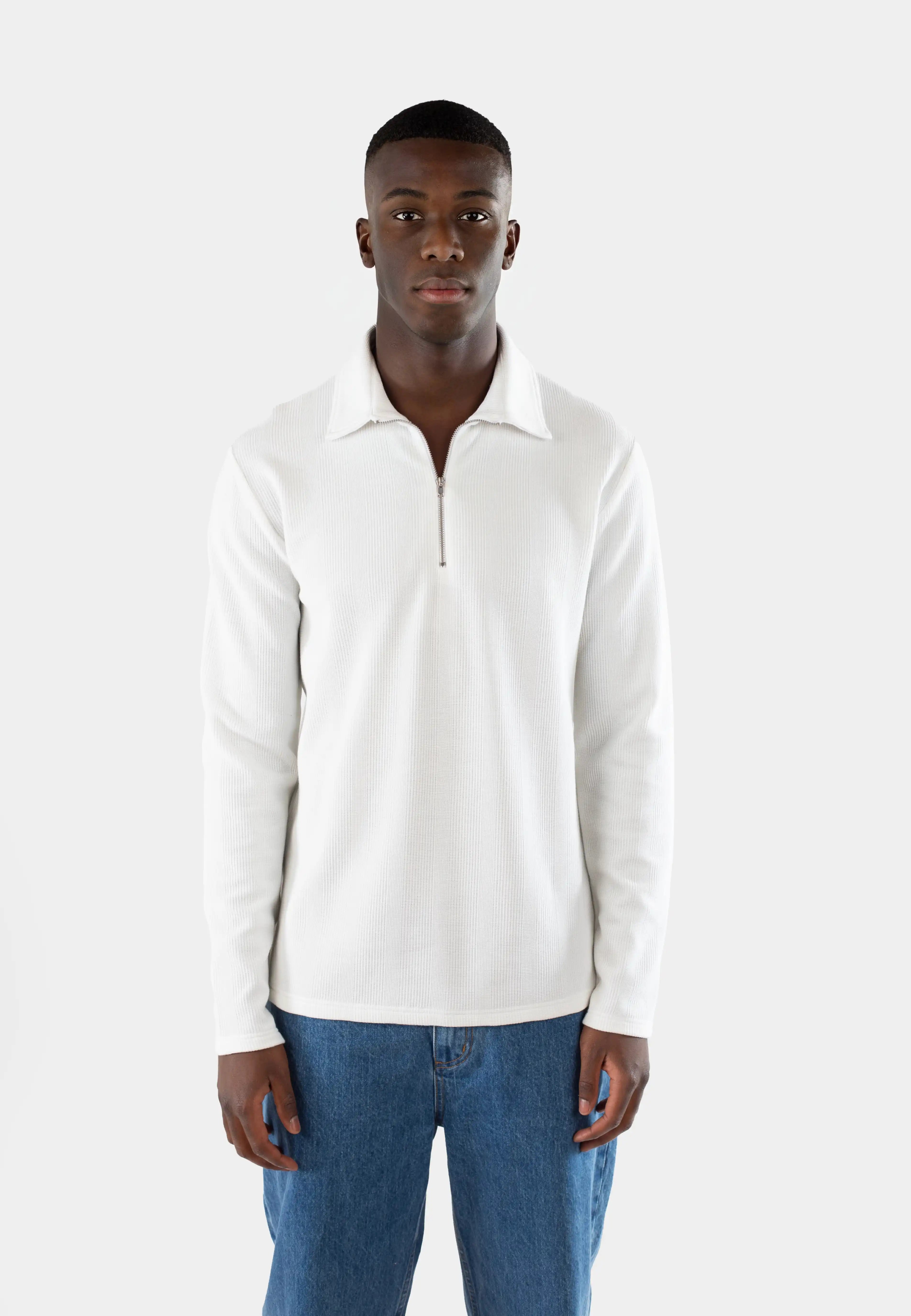 Yet structure half zip shirt - White