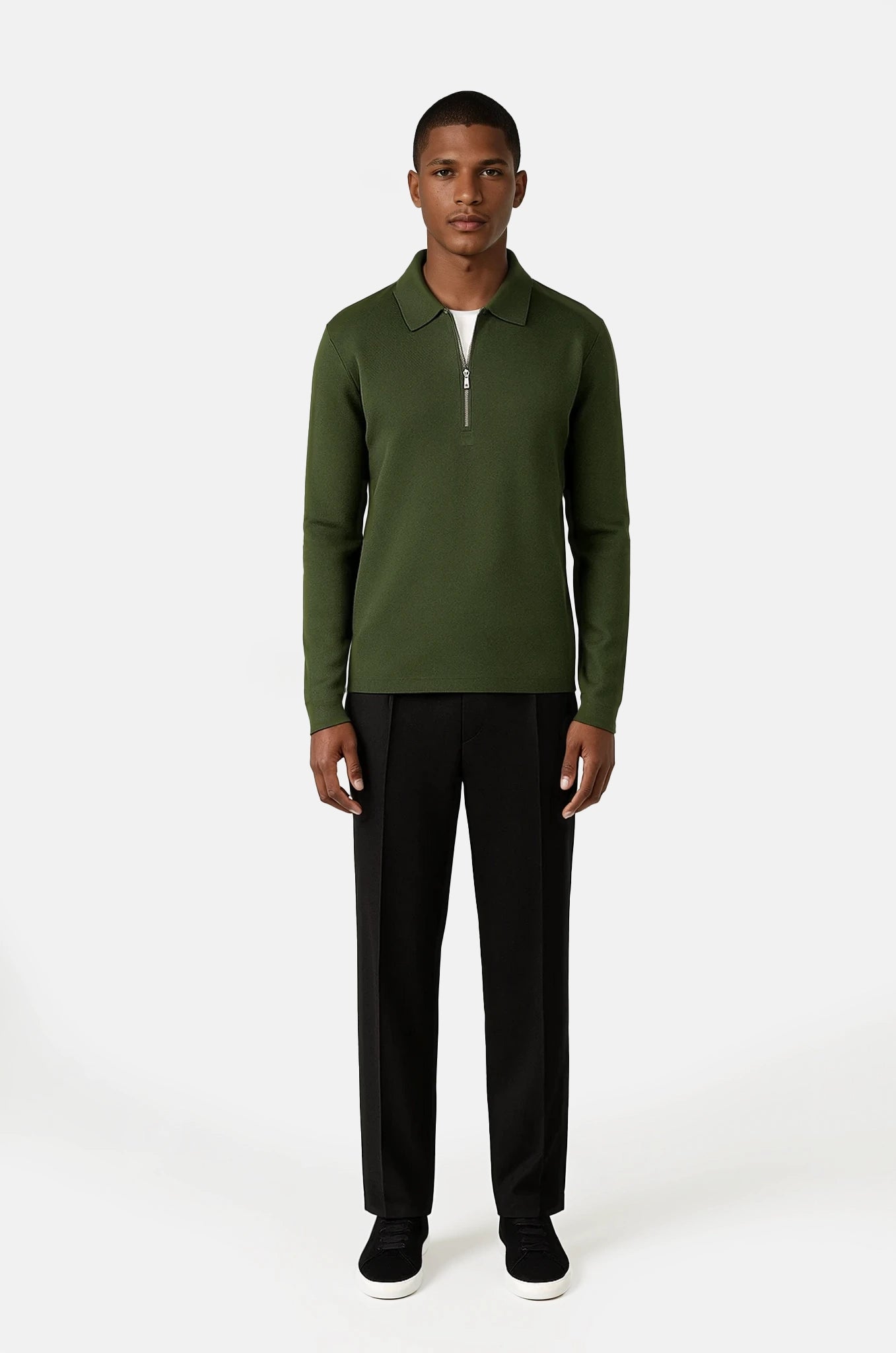 Caleb knitted half zip - Green