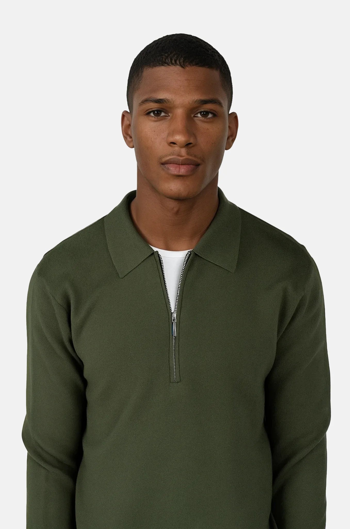 Caleb knitted half zip - Green