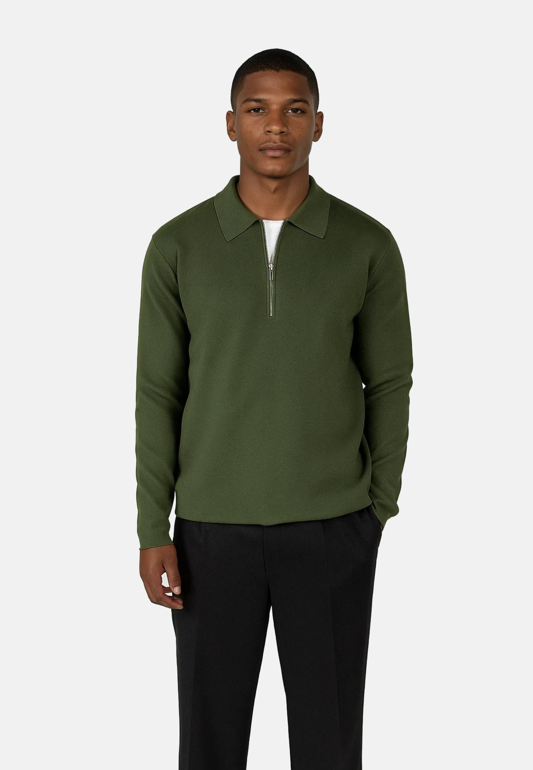 Caleb knitted half zip - Green