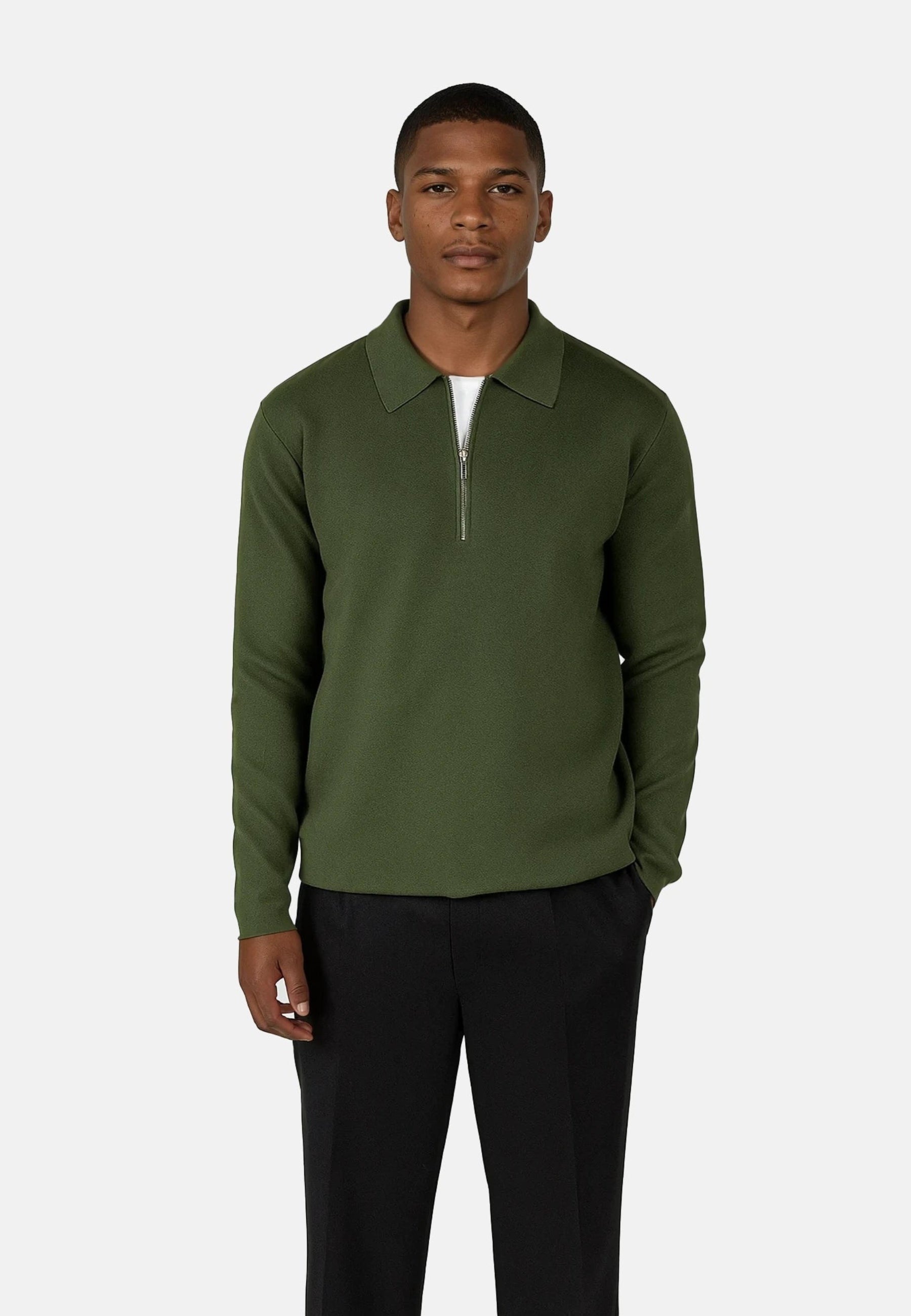 Caleb knitted half zip - Green