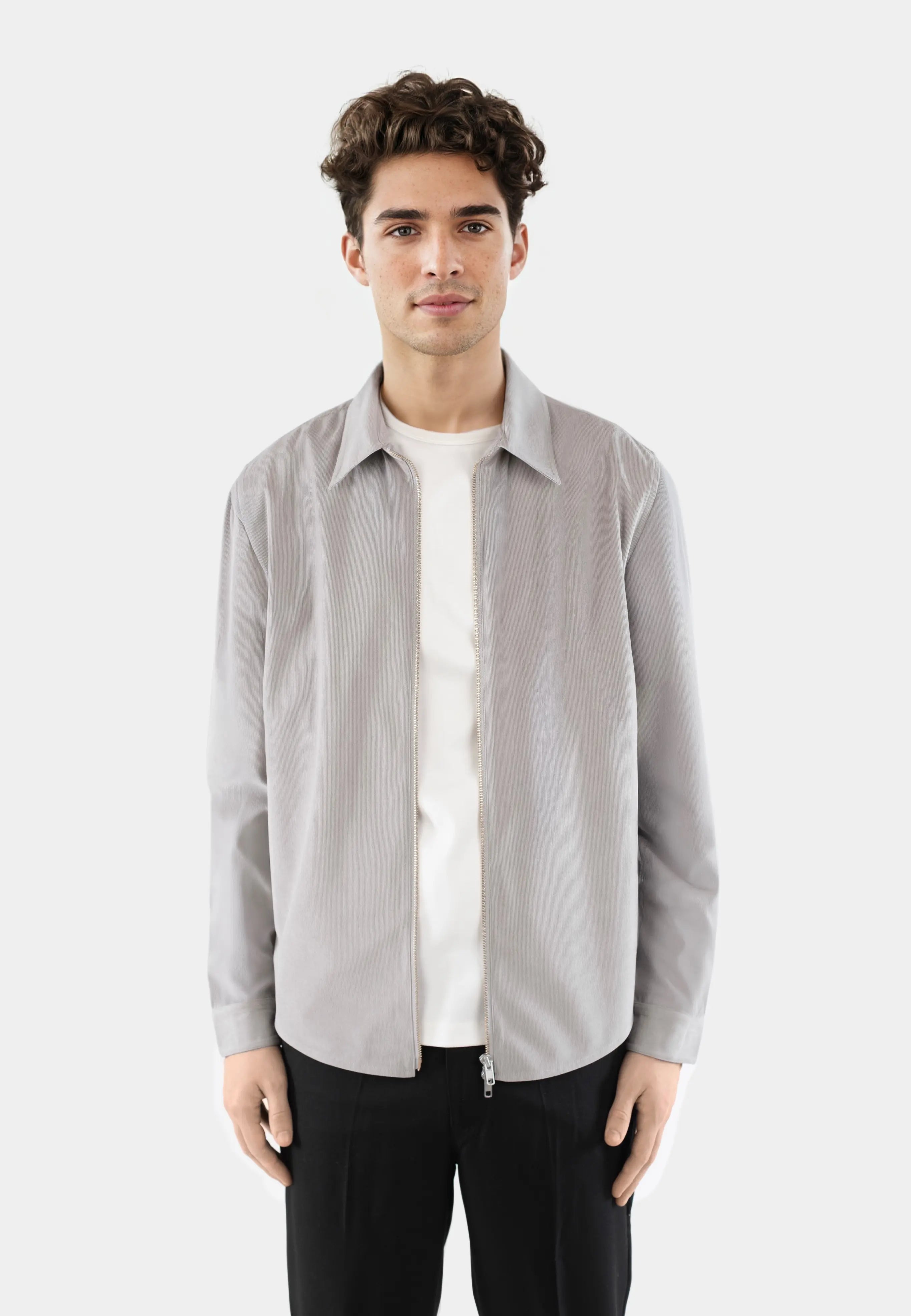 Aden cord zip shirt - Light grey