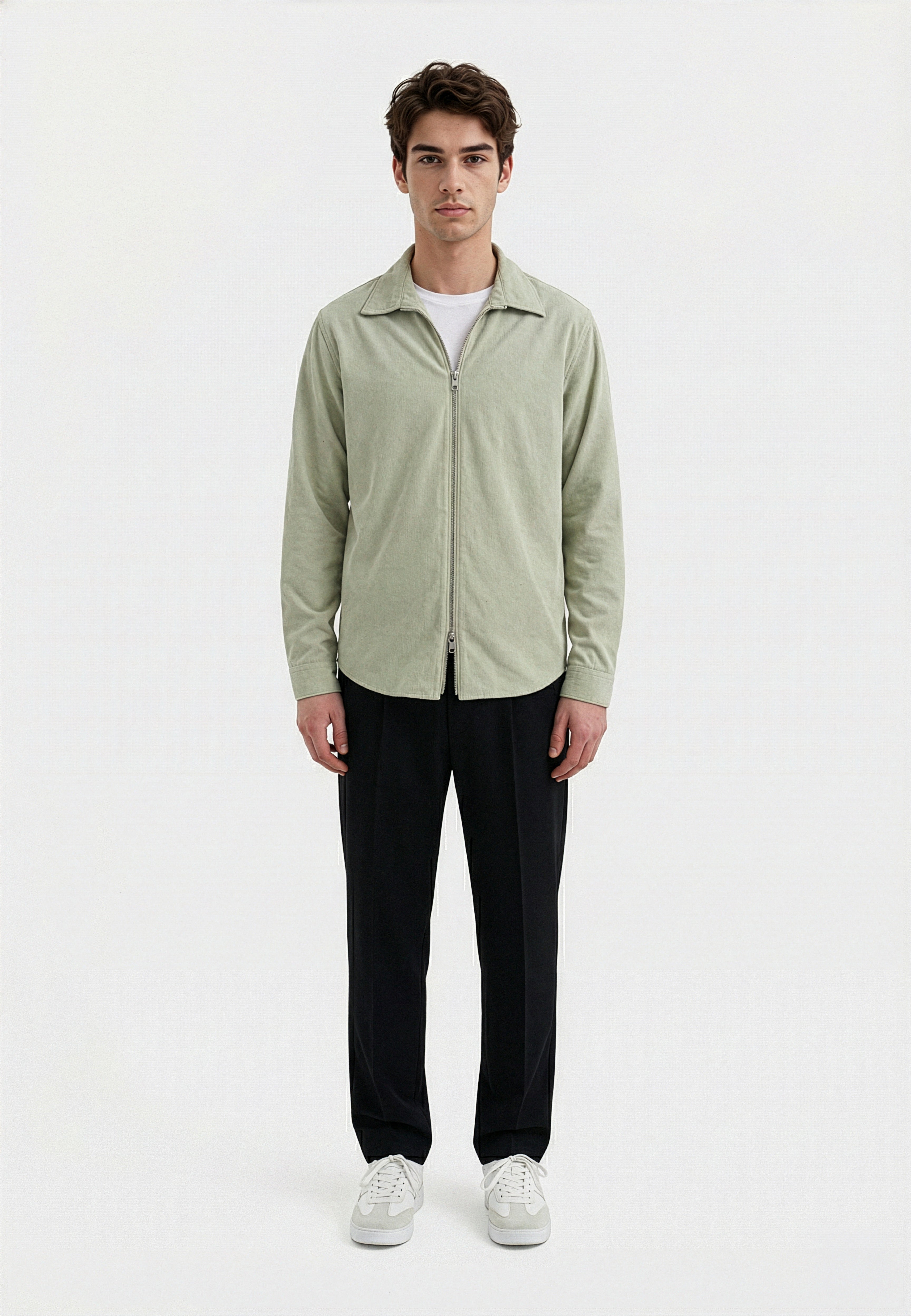 Aden Cord zip shirt - Light Green