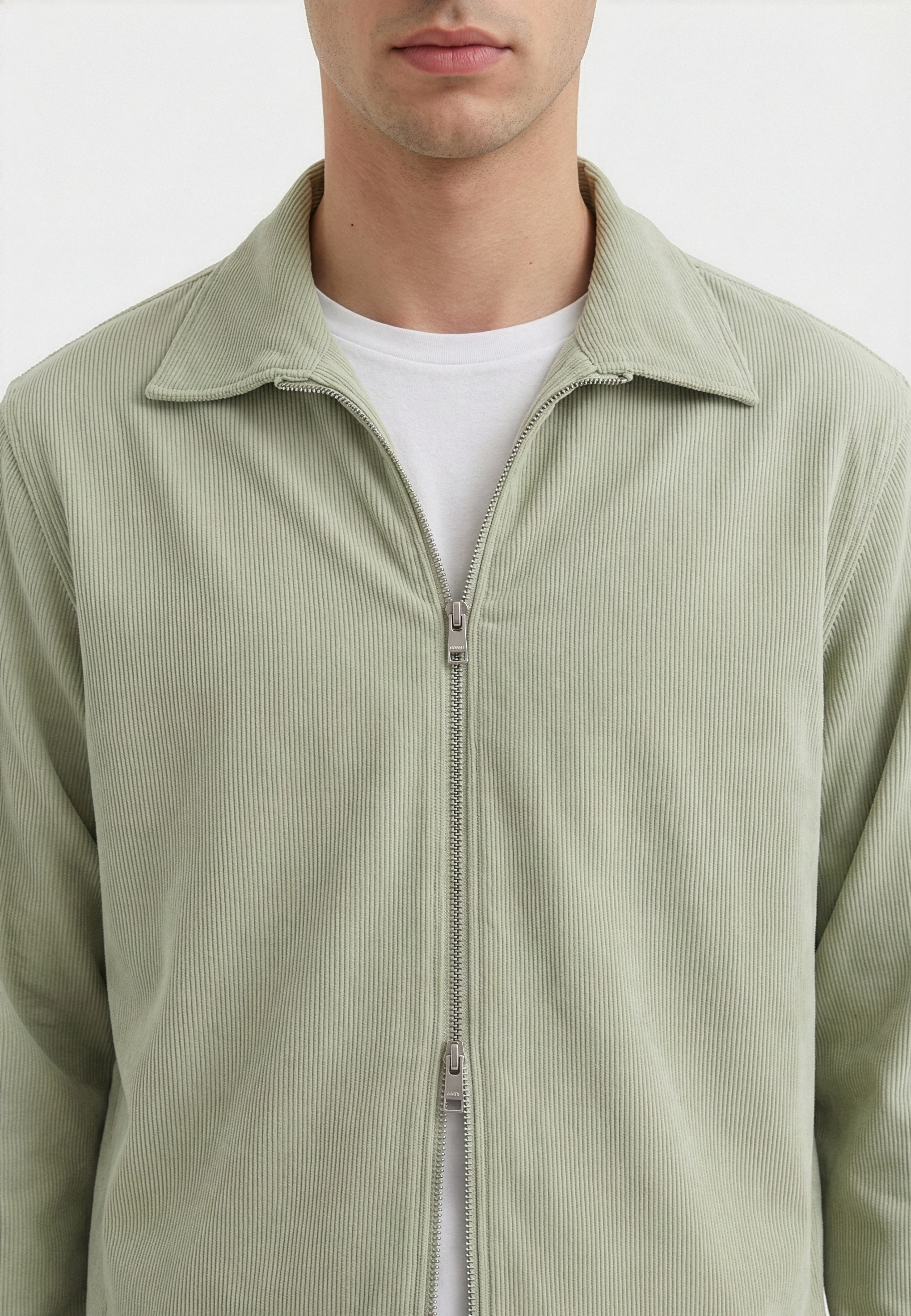 Aden Cord zip shirt - Light Green