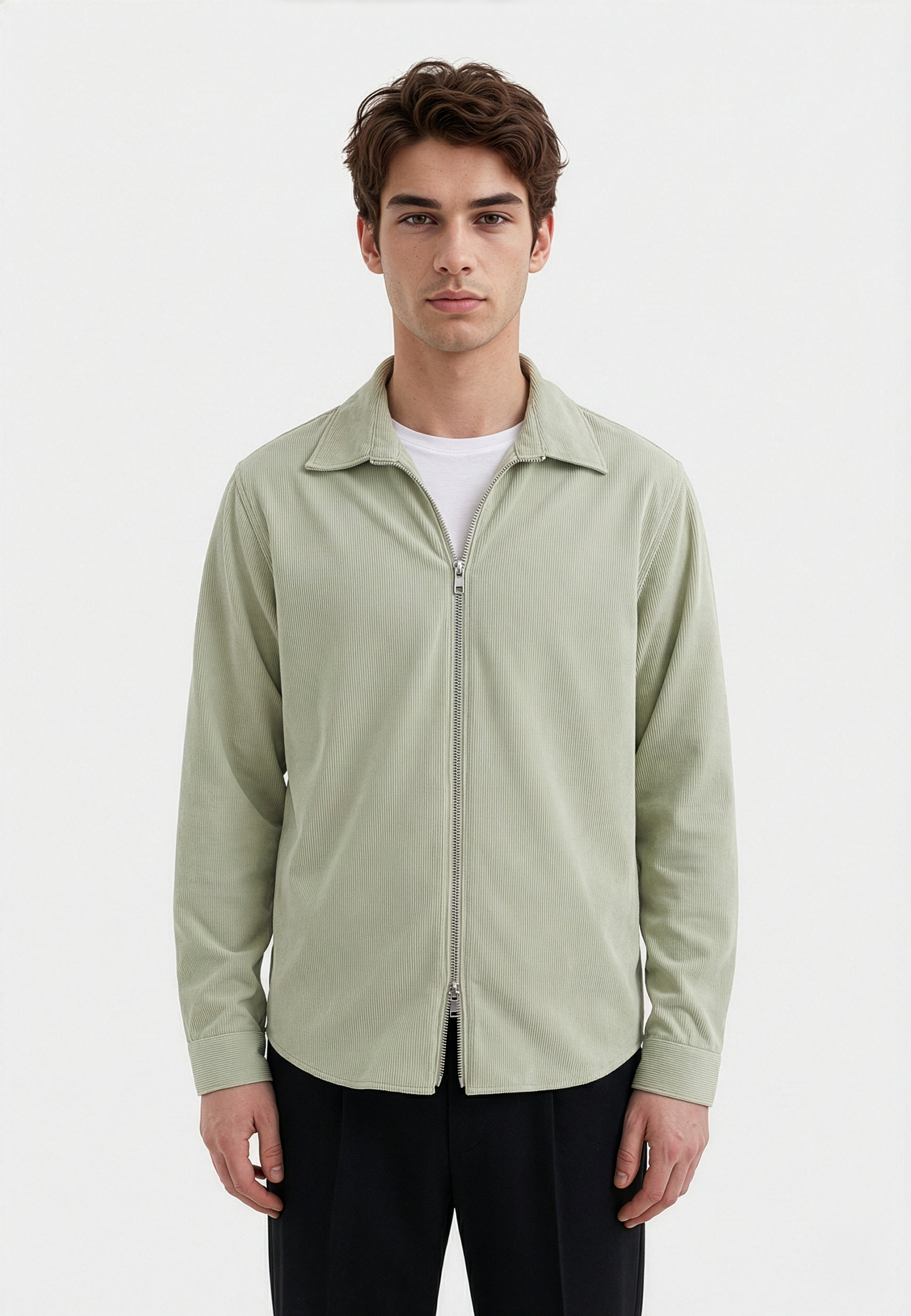 Aden Cord zip shirt - Light Green
