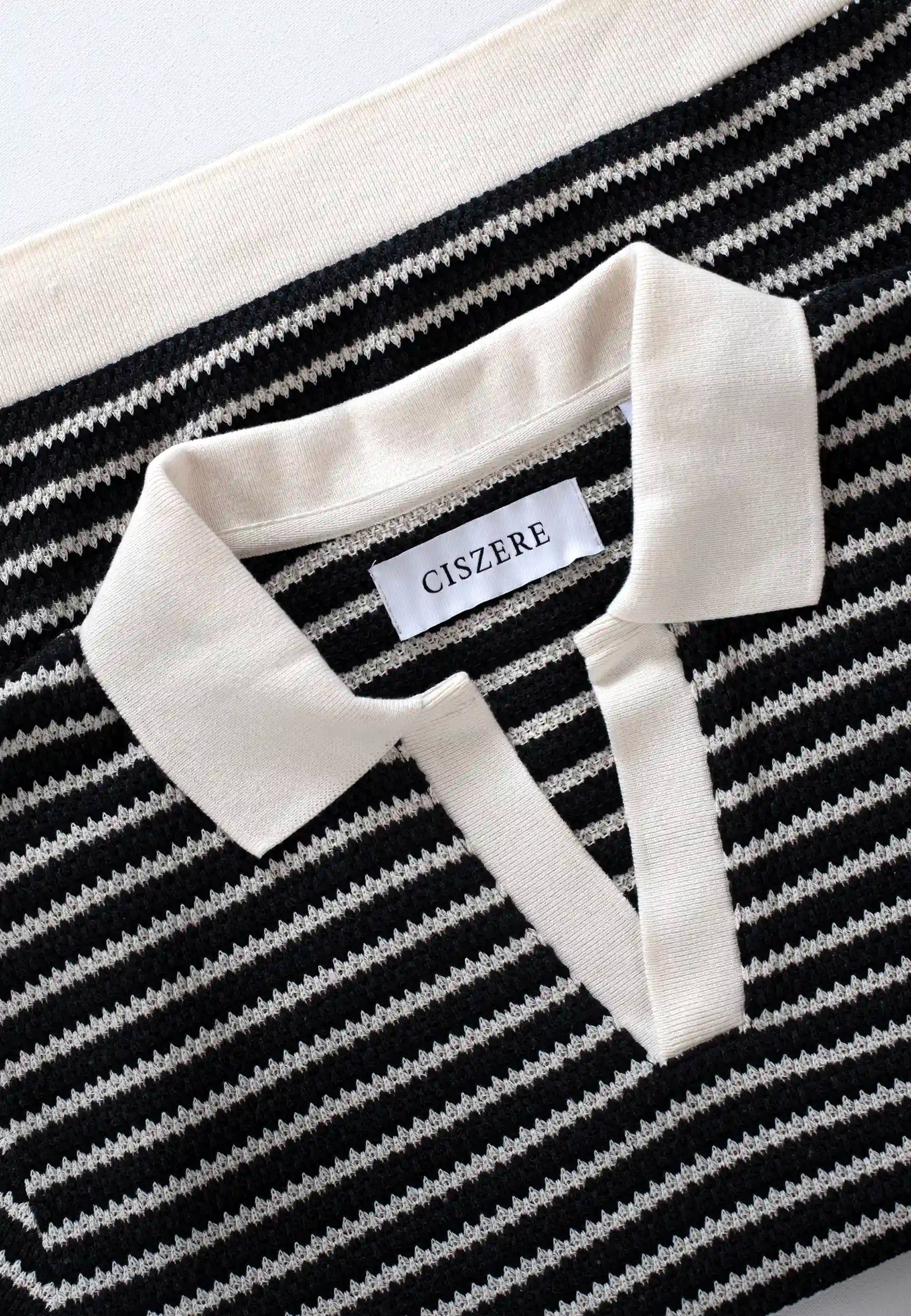 Alar crochet polo - Striped black