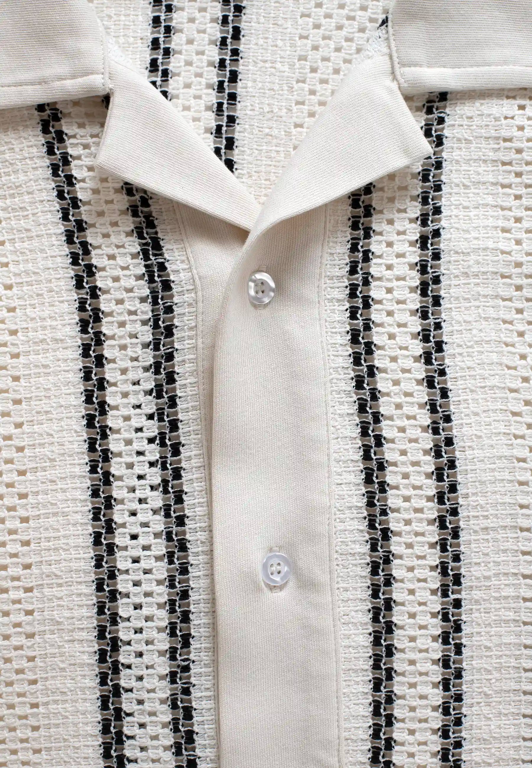 Bran crochet contrast shirt - Beige