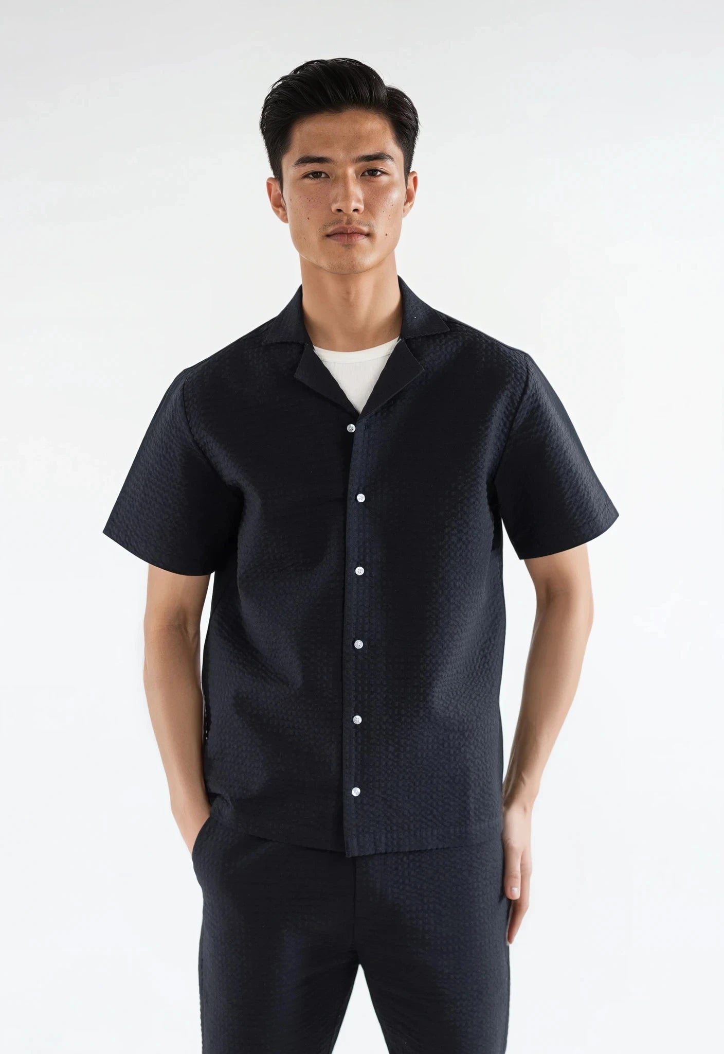 Brody seersucker shirt - Navy