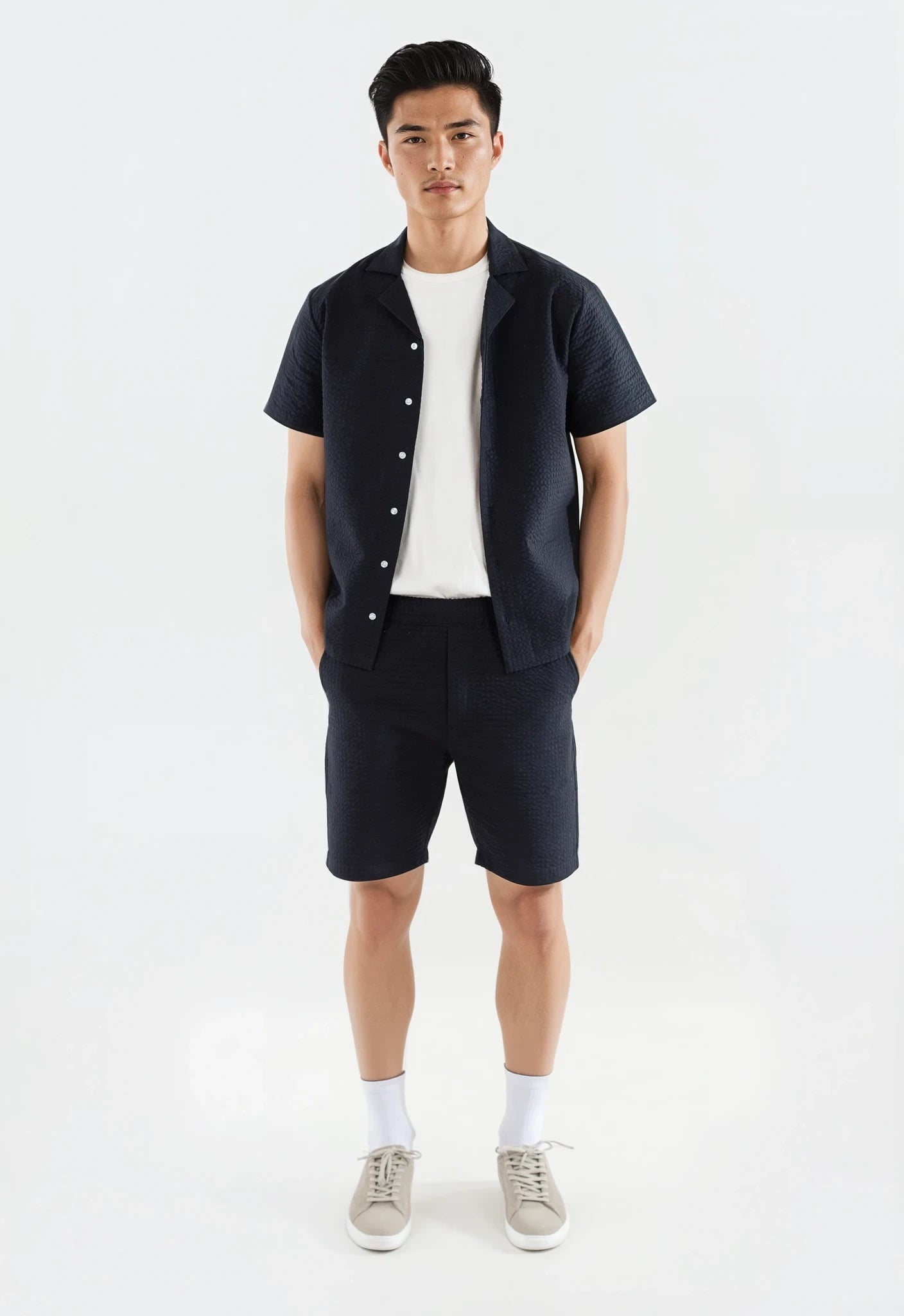 Seersucker shirt set - Navy