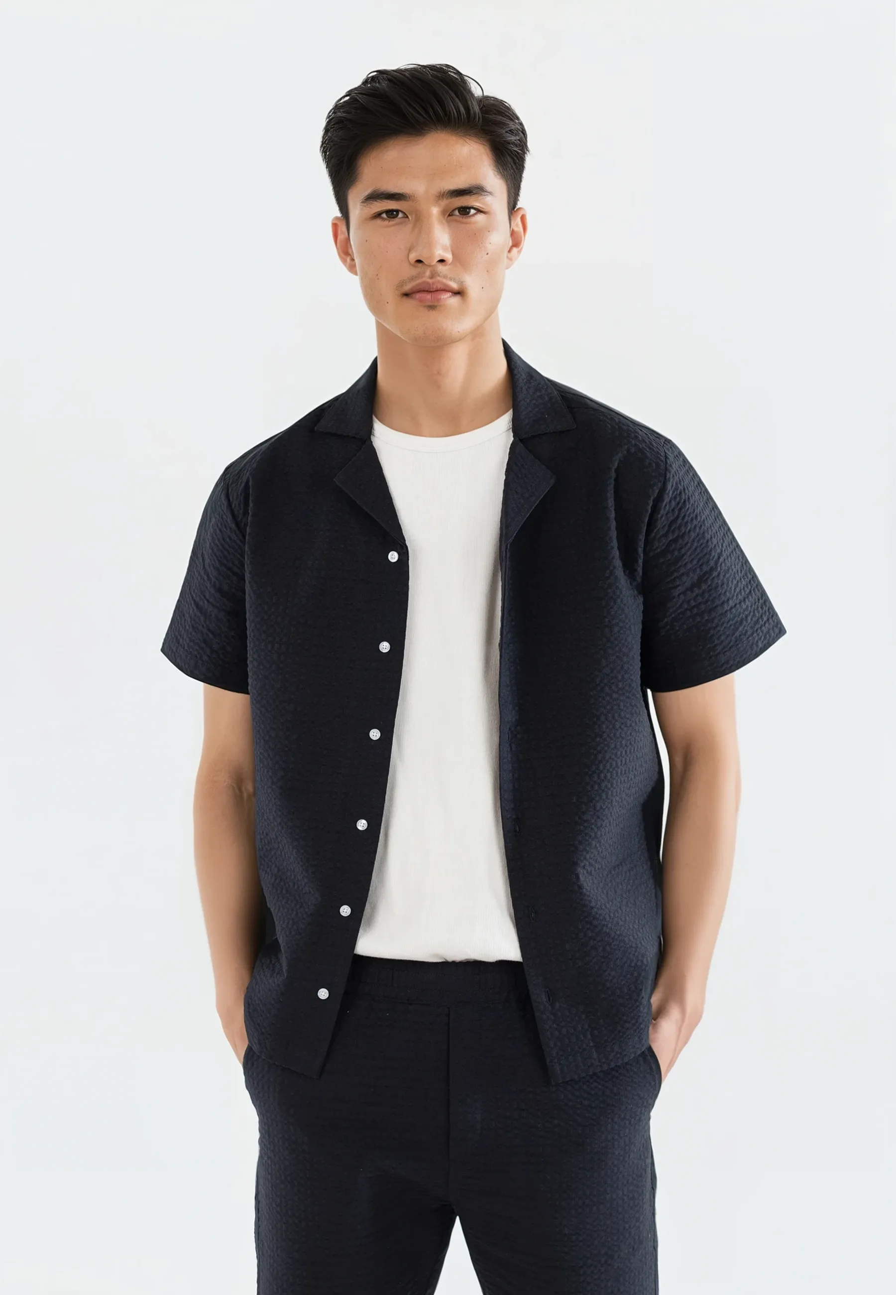 Brody seersucker shirt - Navy