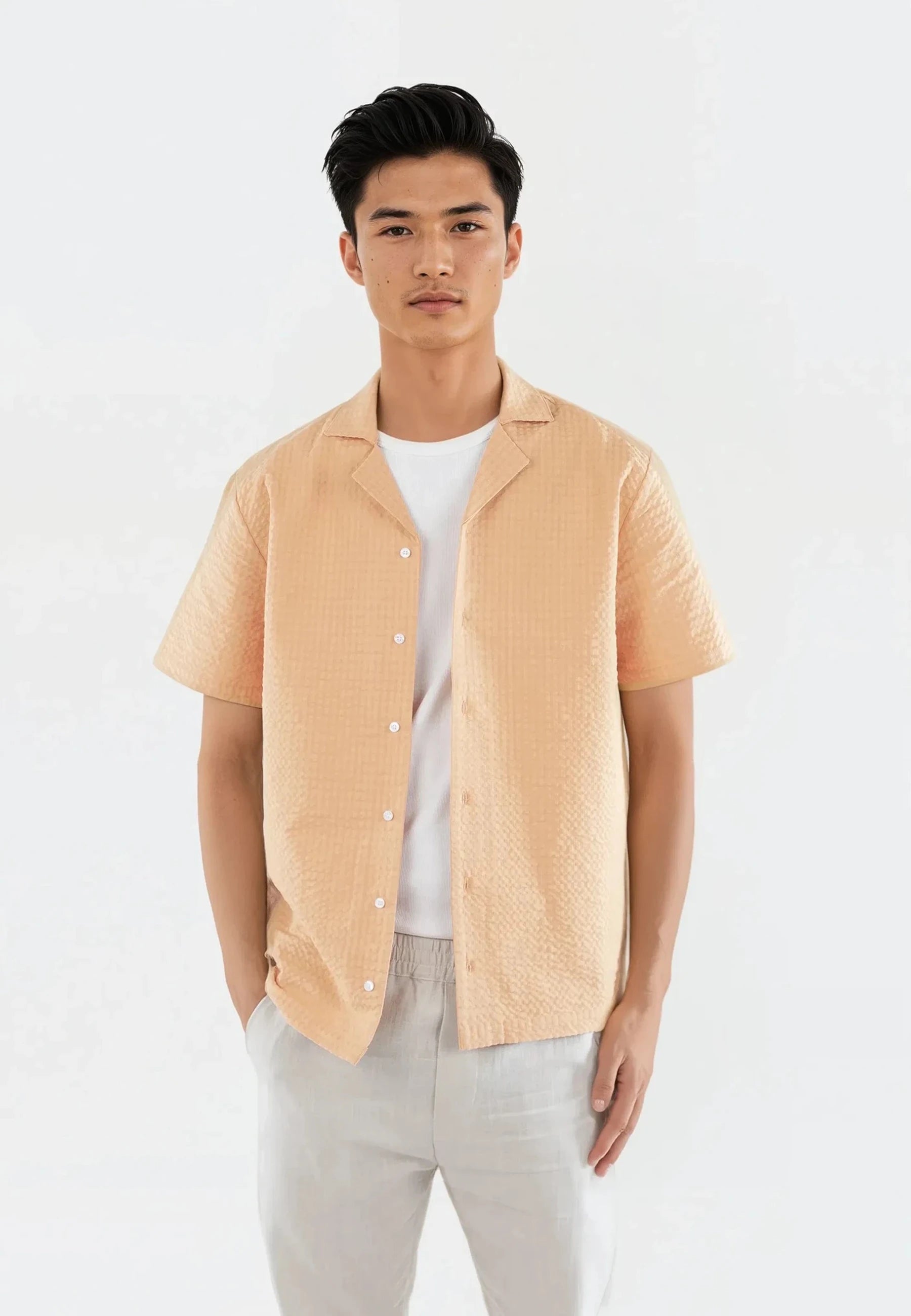 Brody seersucker shirt - Peach