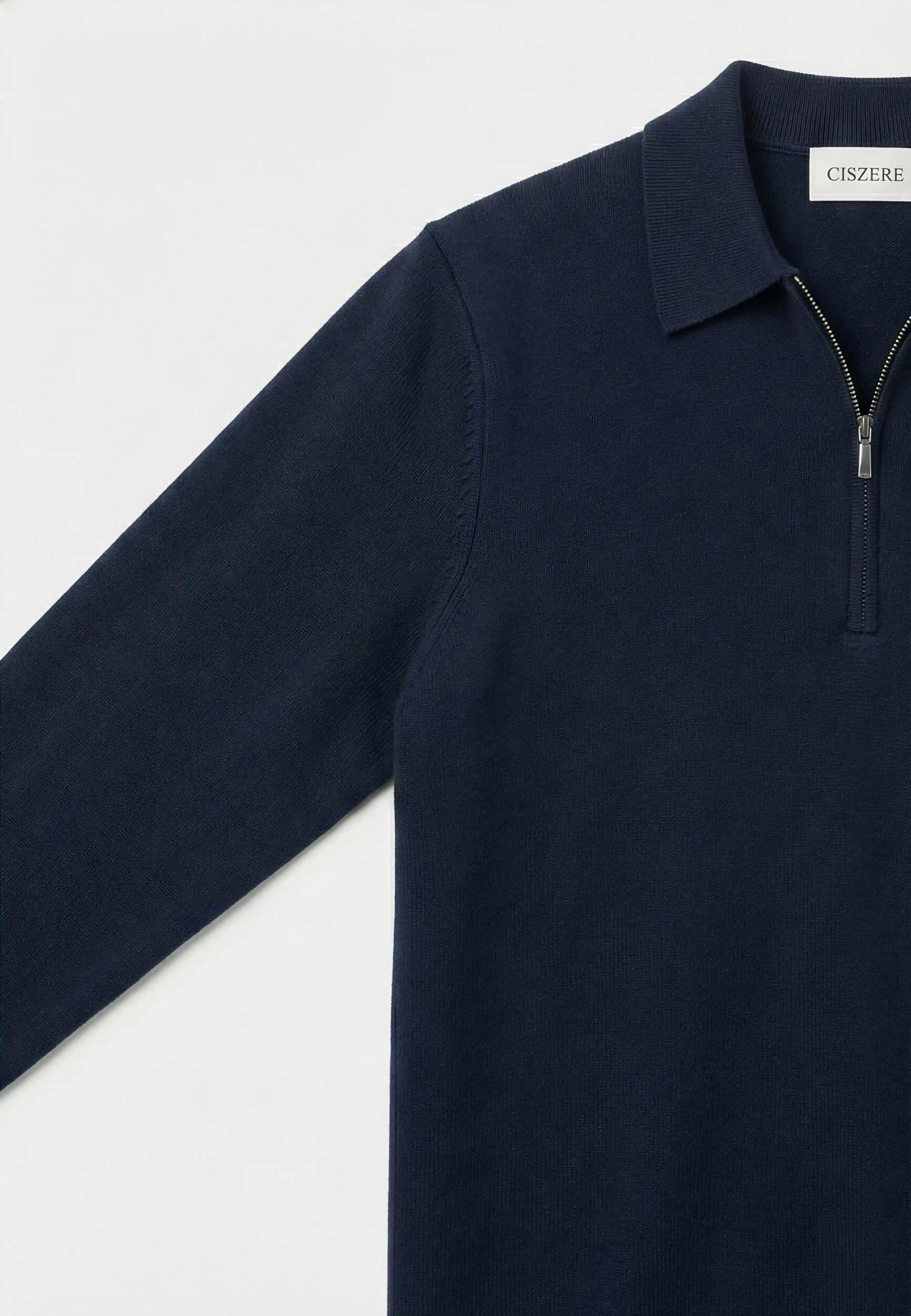 Caleb knitted half zip - Blue