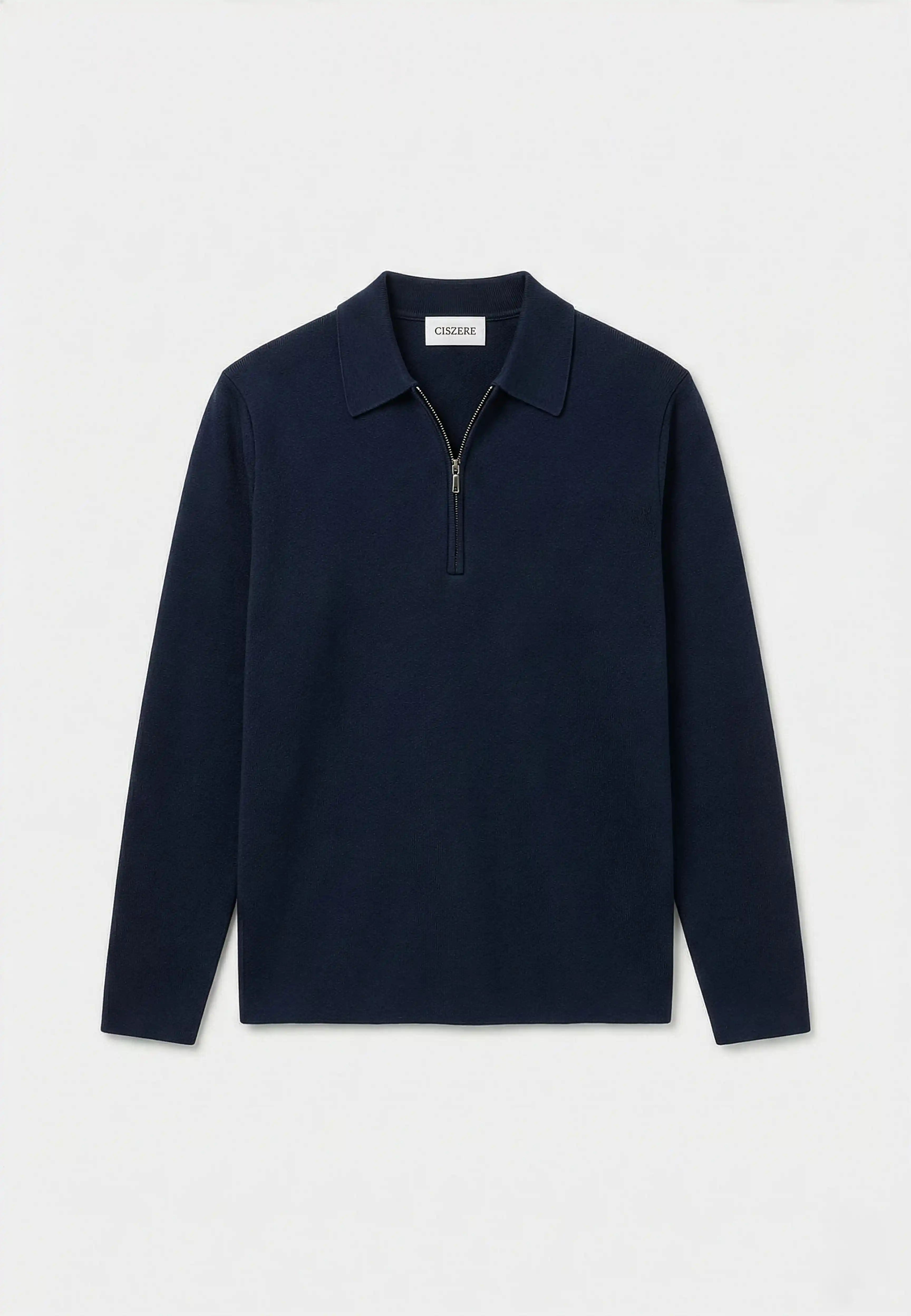 Caleb knitted half zip - Blue