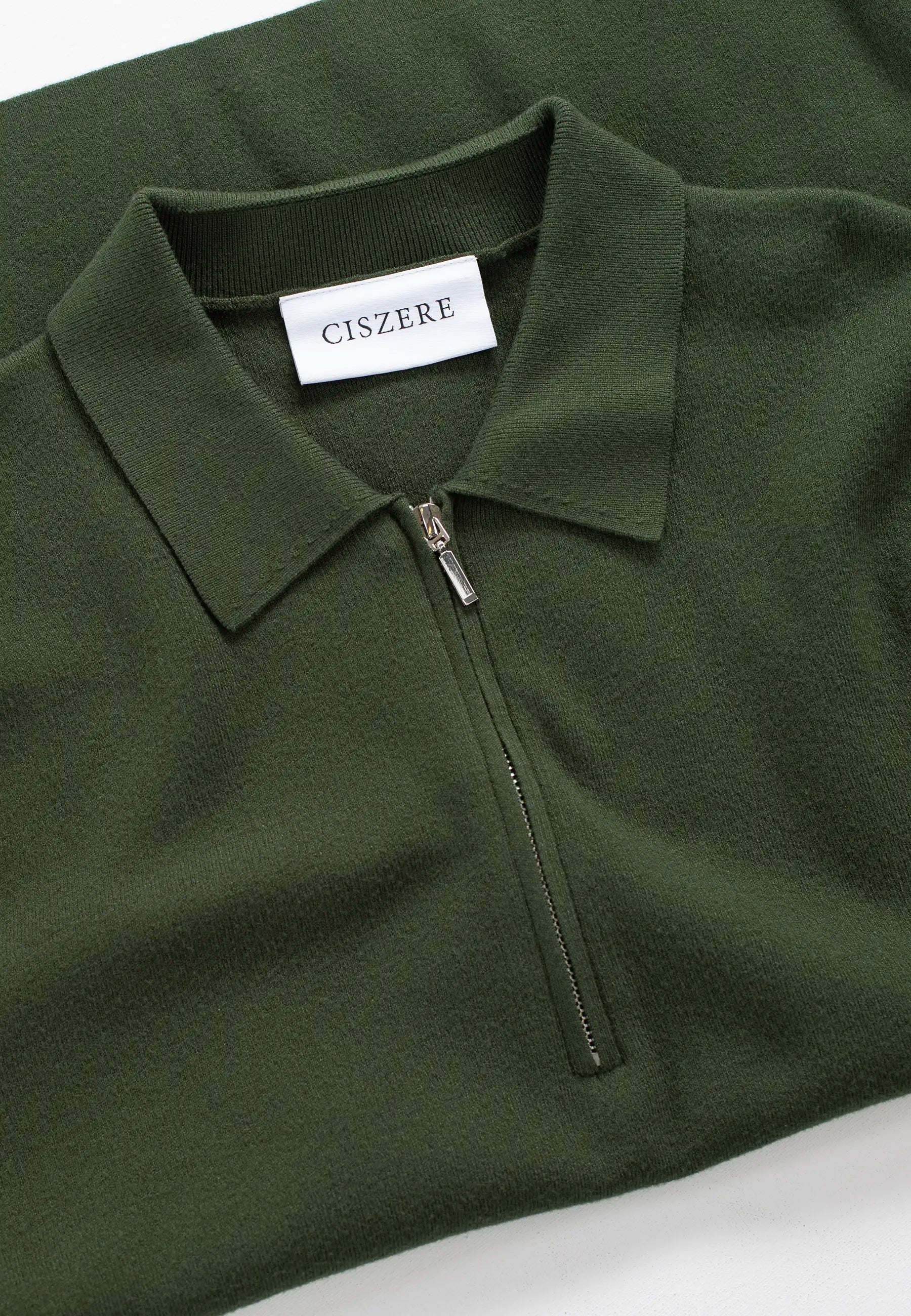 Caleb stickad tröja halfzip - Grön