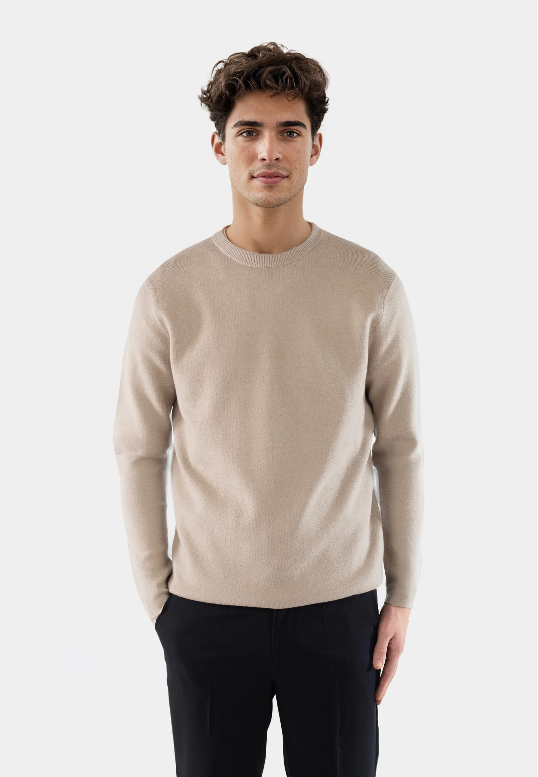 Clark knitted roundneck sweater - Light brown