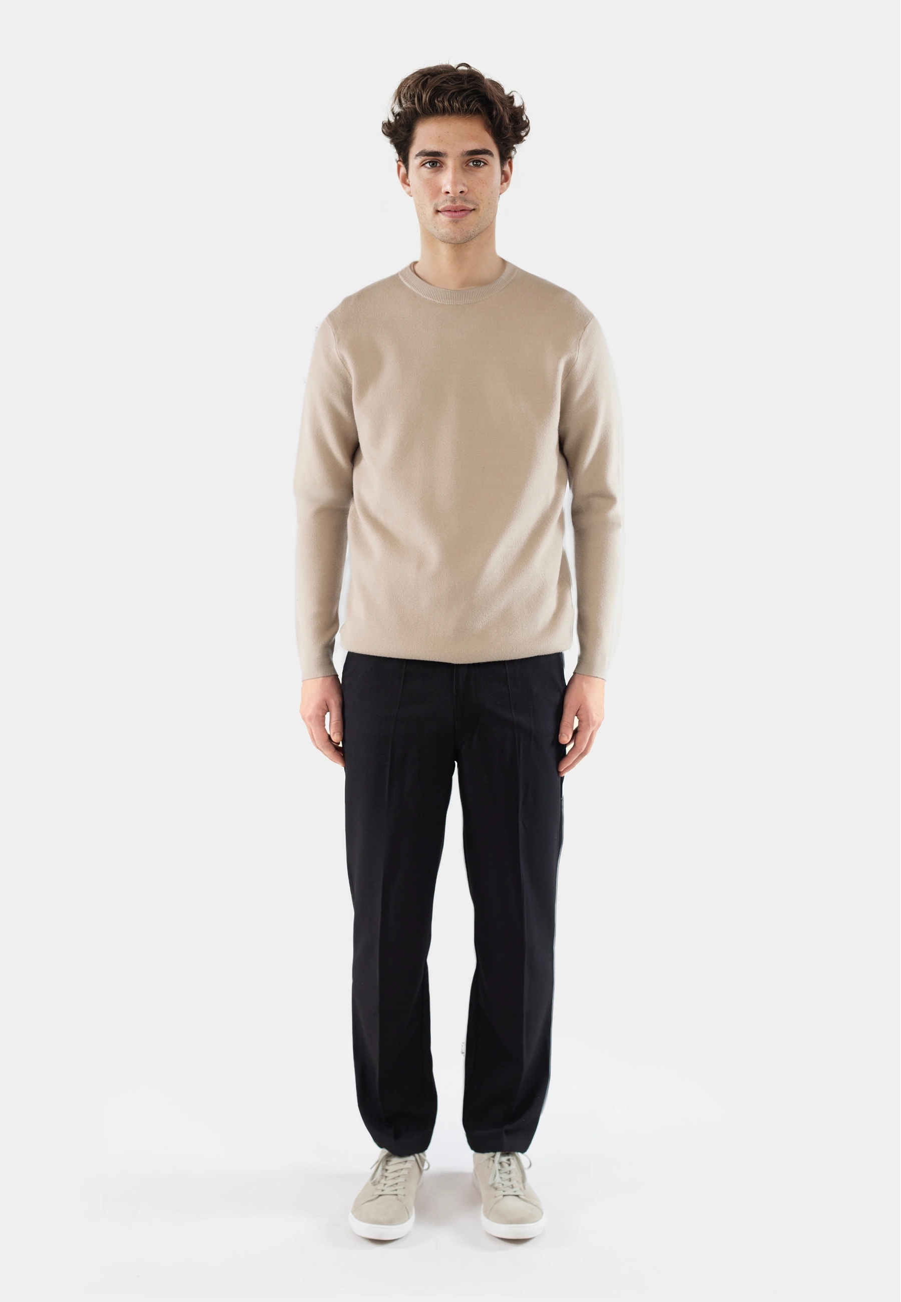 Clark knitted roundneck sweater - Light brown