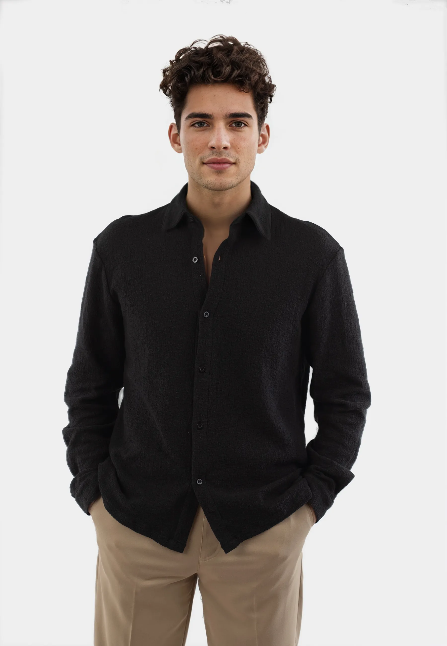 Damien boucle shirt - Black