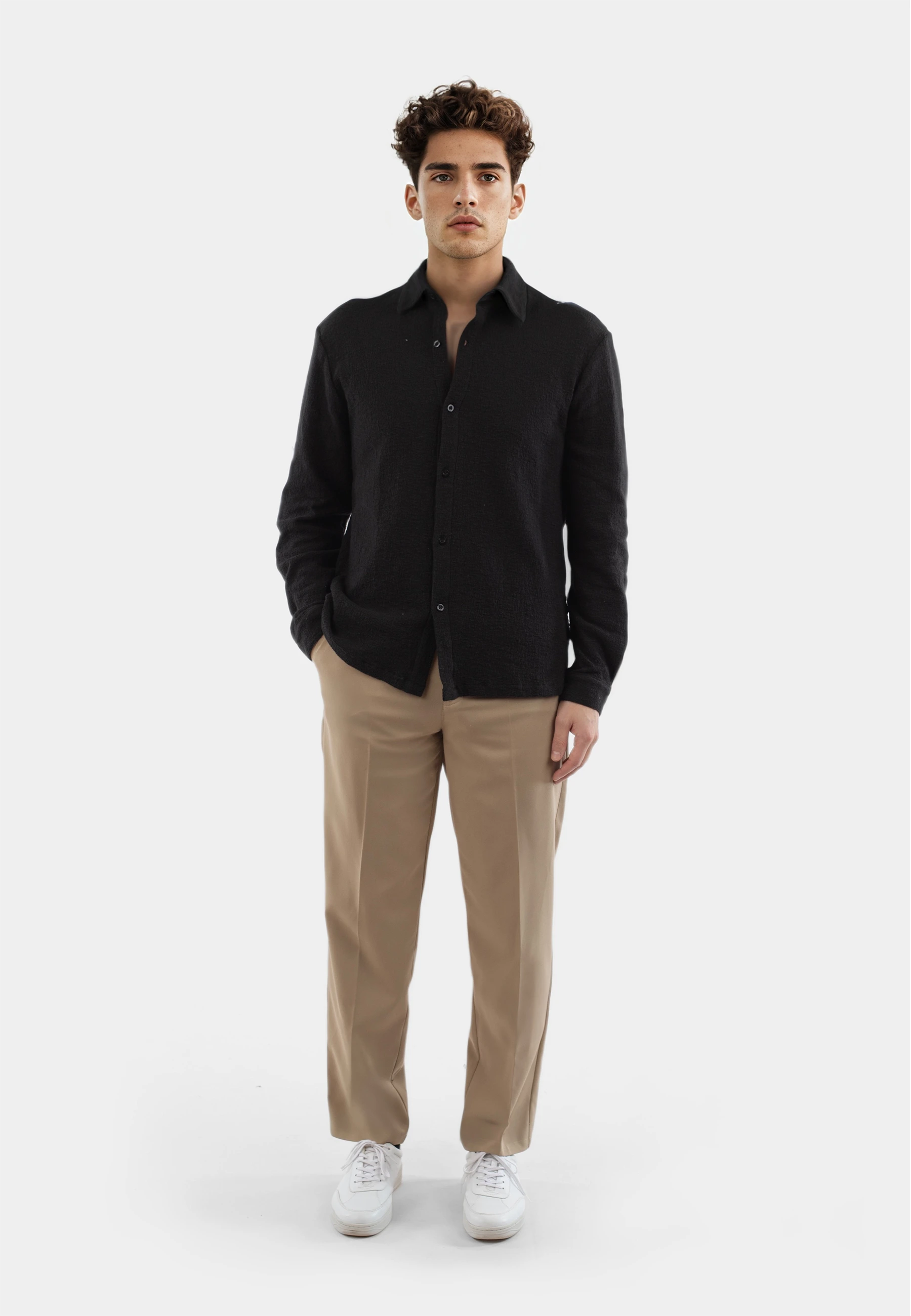 Damien boucle shirt - Black