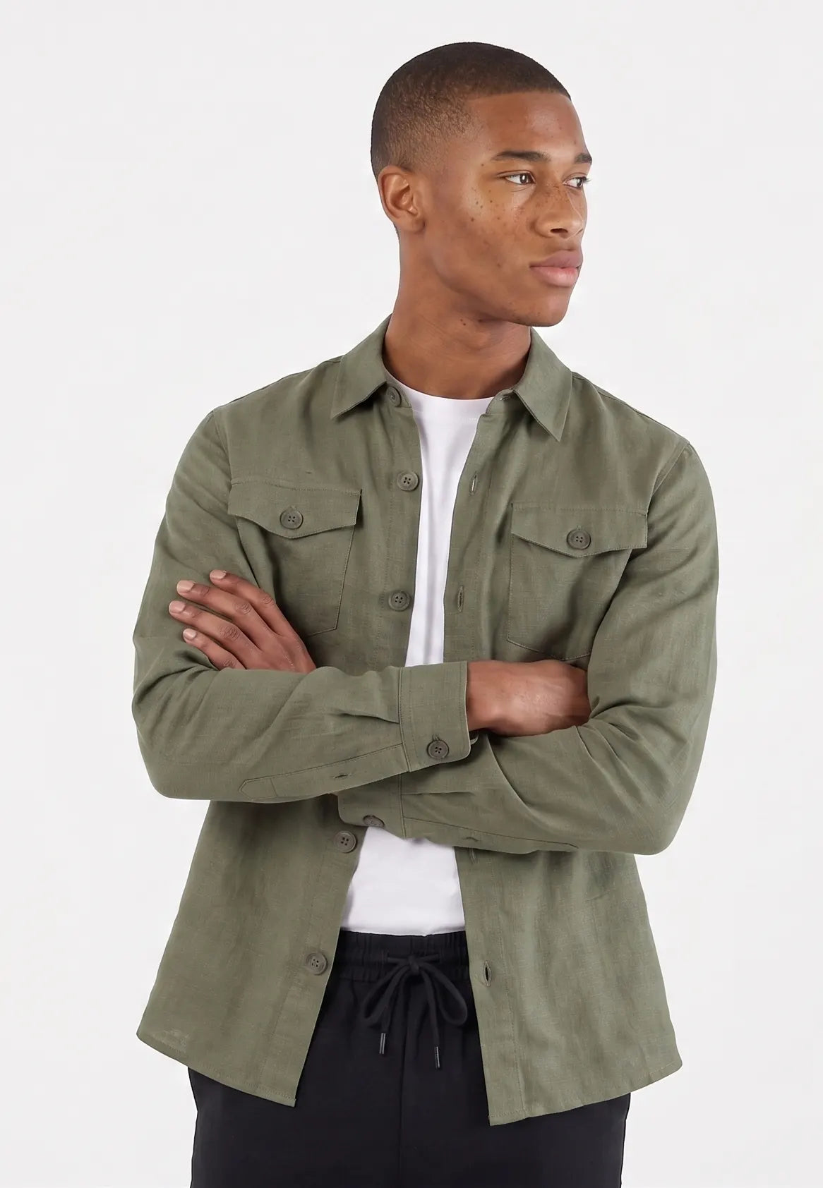 Dani linen overshirt - Sage Green