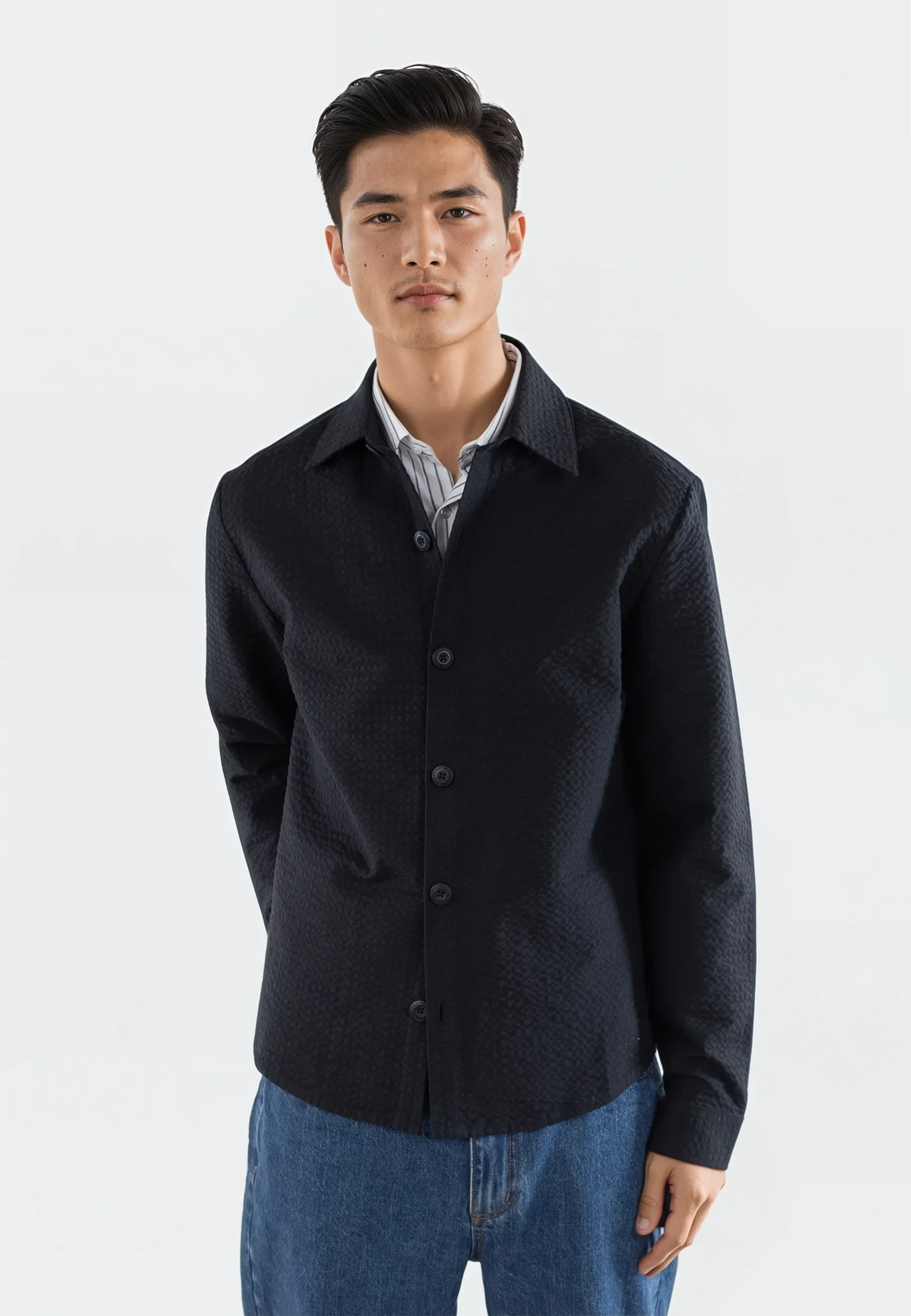 Dawson seersucker overshirt - Navy