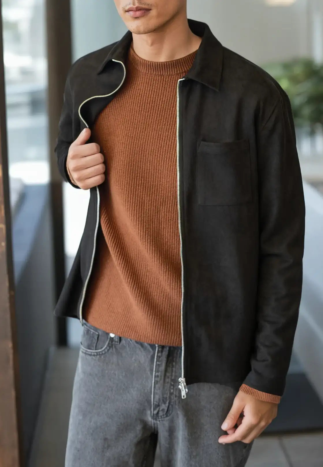 Neo vegan suede overshirt 2.0 - Black