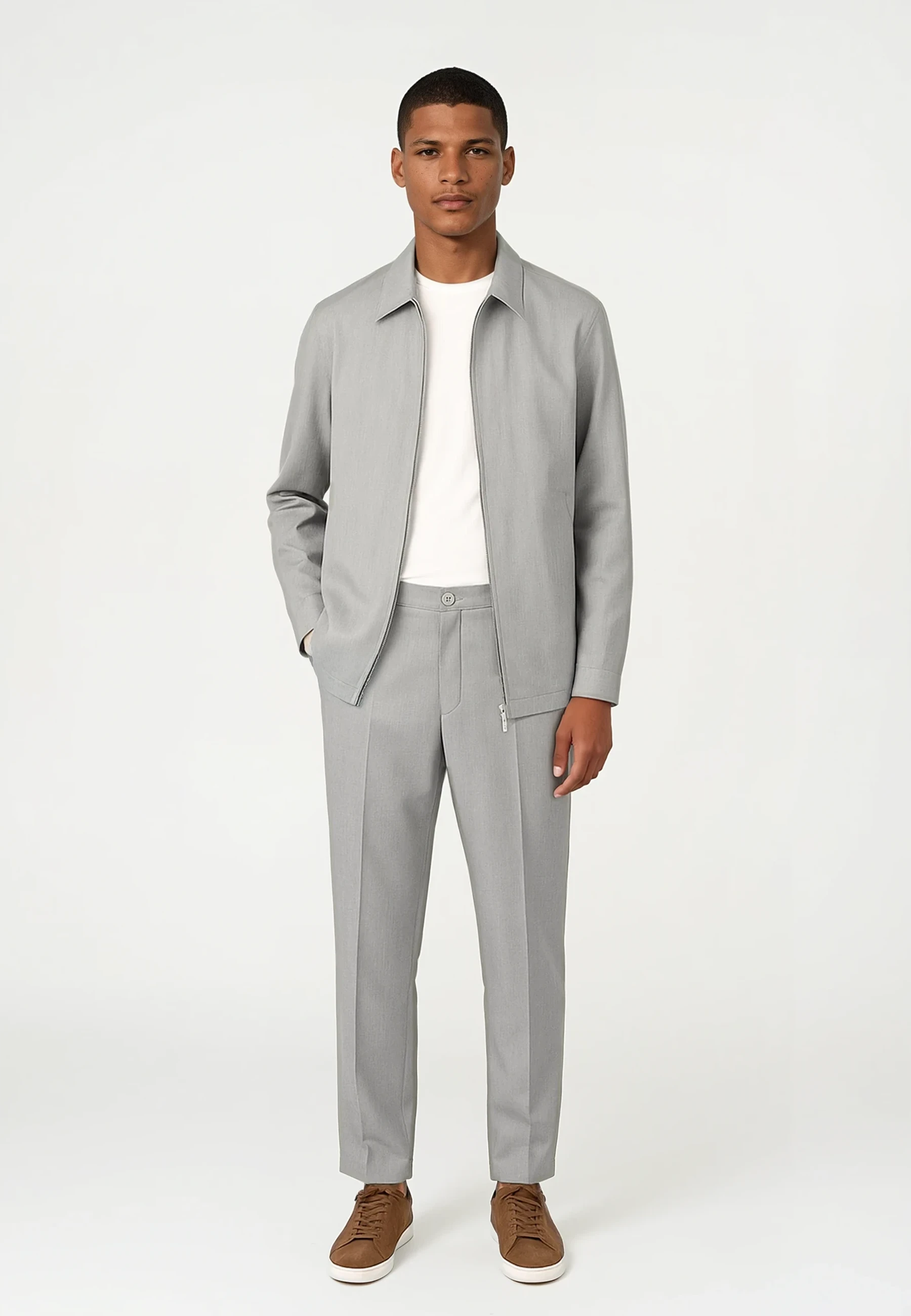 Evander suit zip overshirt - Light grey