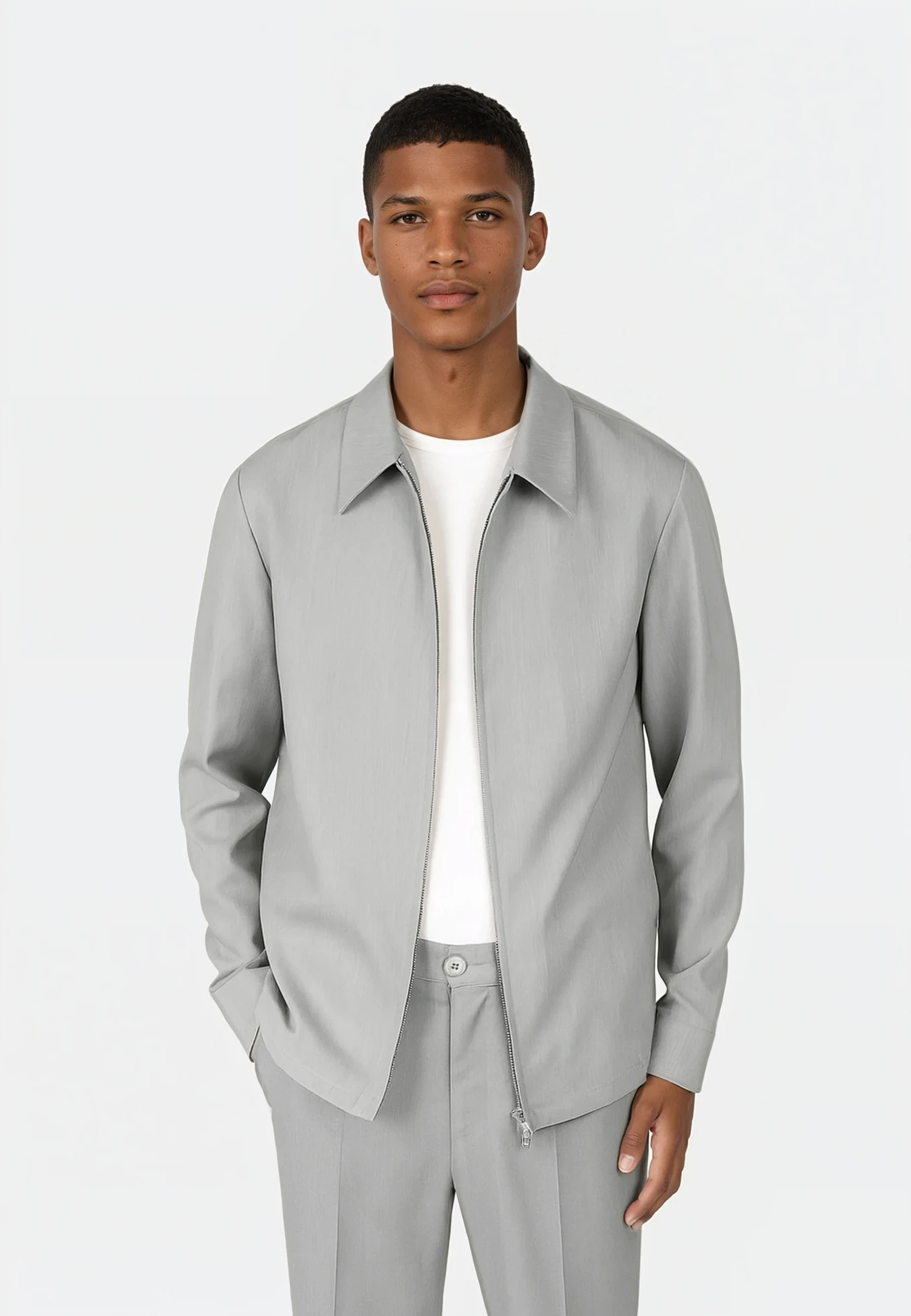 Evander suit zip overshirt - Light grey