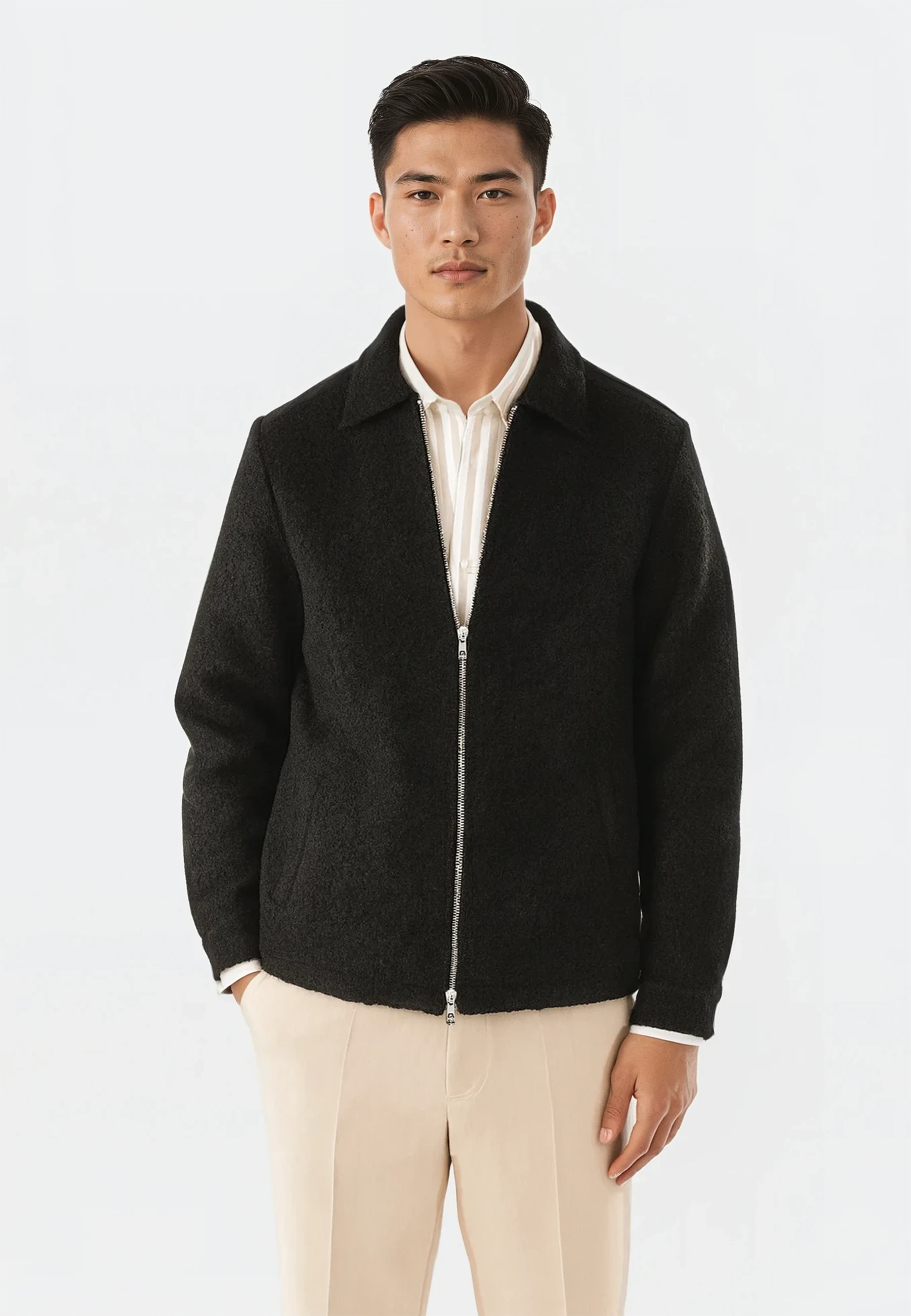 Fred bouclé overshirt- Svart