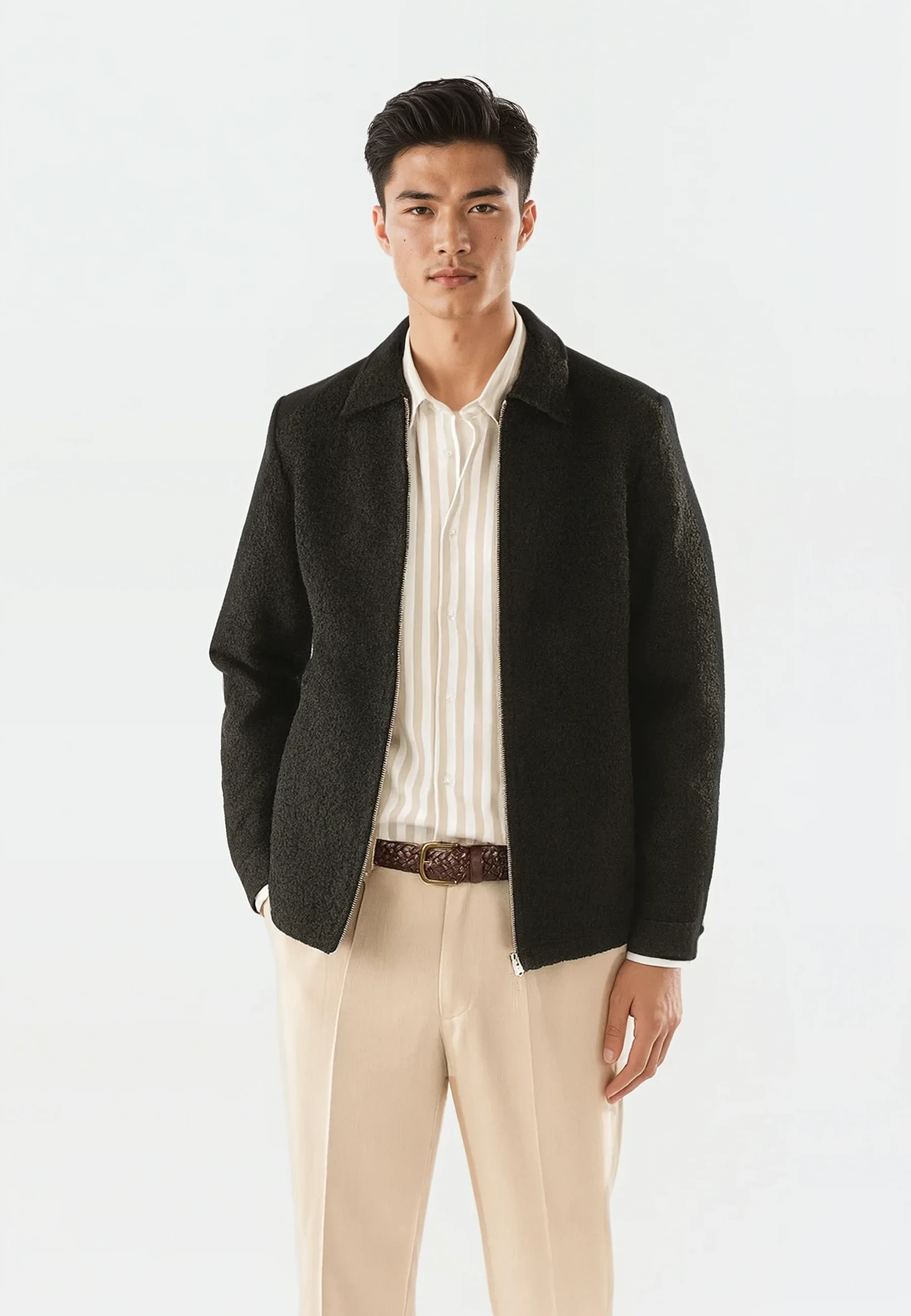 Fred bouclé overshirt- Svart