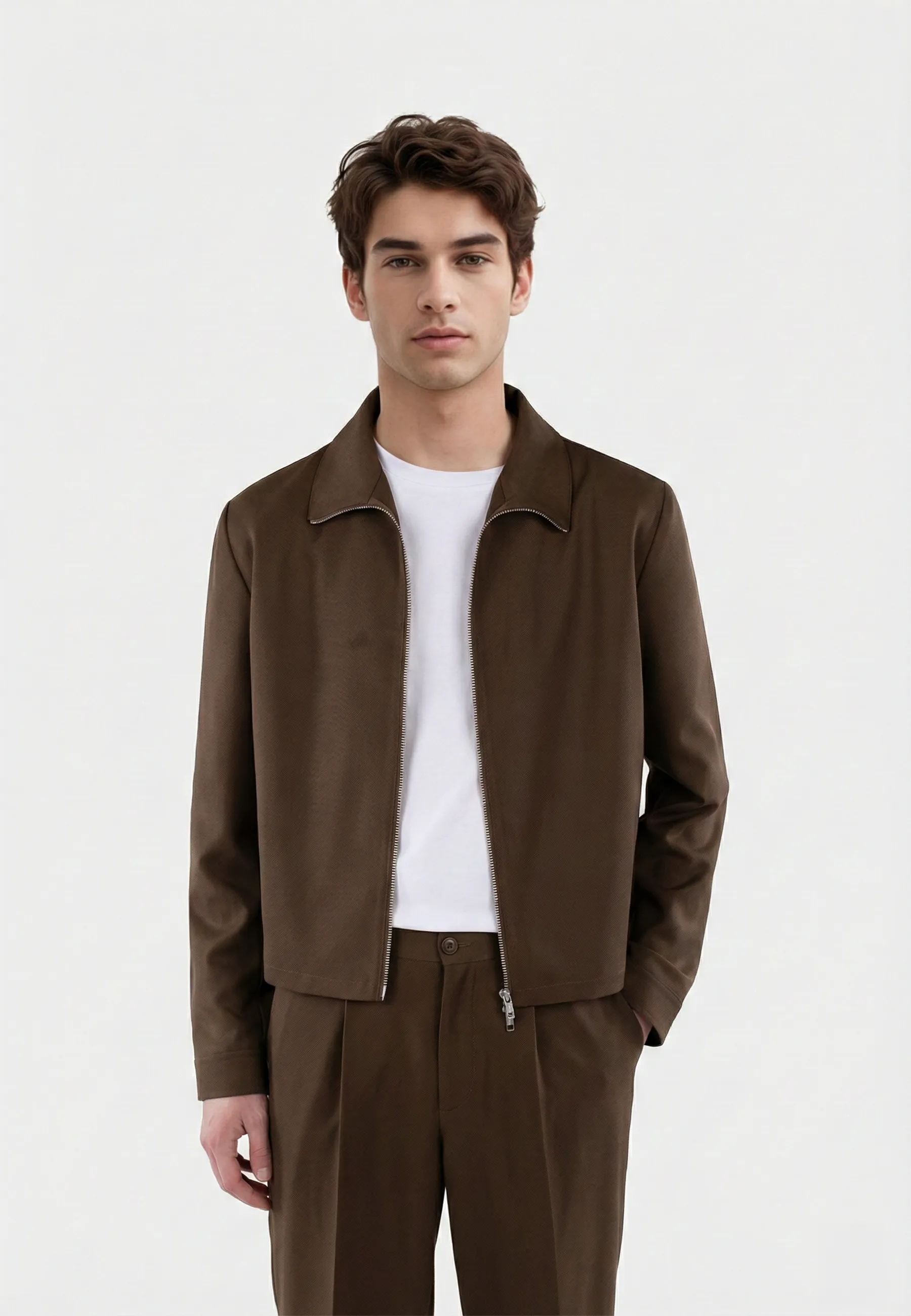 Freddie cropped overshirt - Brown