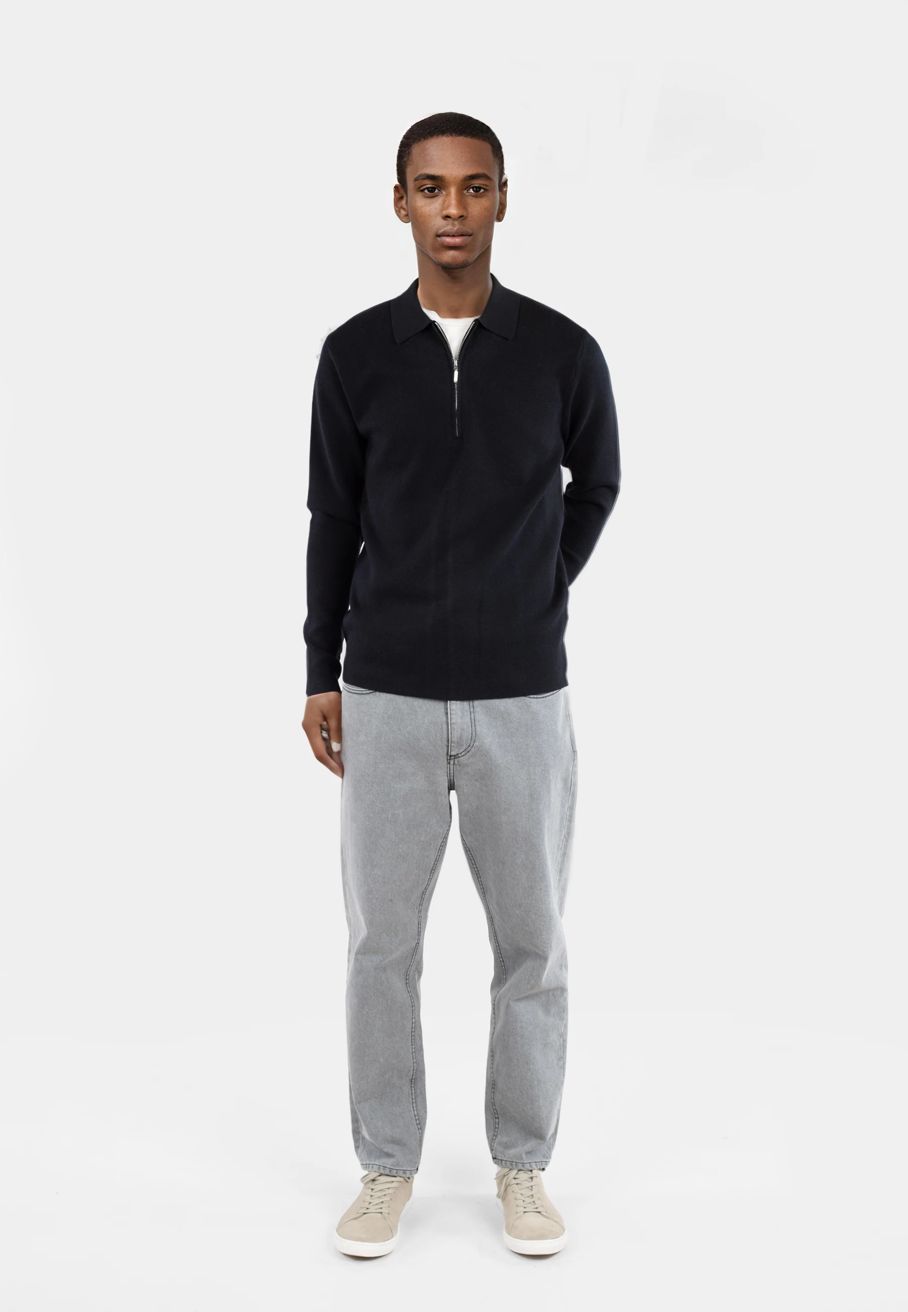 Caleb knitted half zip - Black