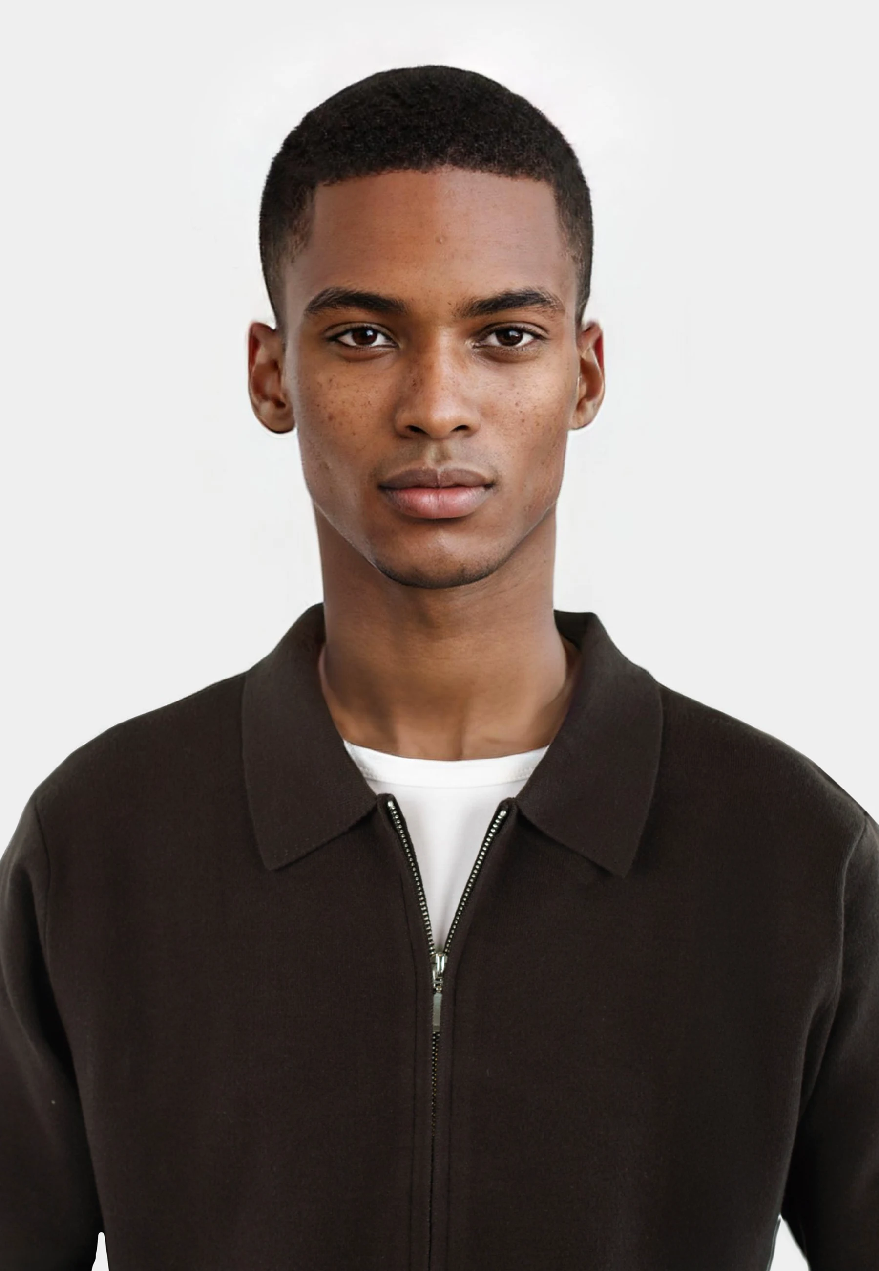 Colby stickad overshirt helzip - Java brun