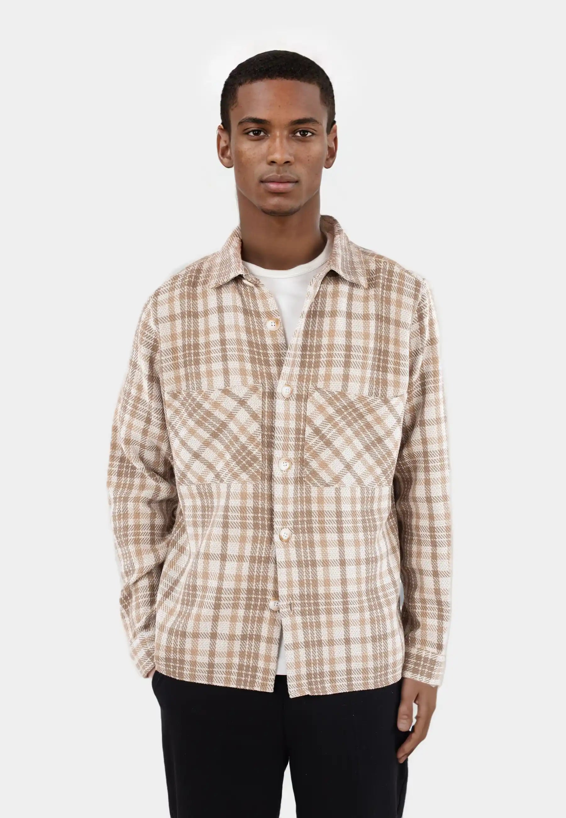 Micah checked overshirt - Beige