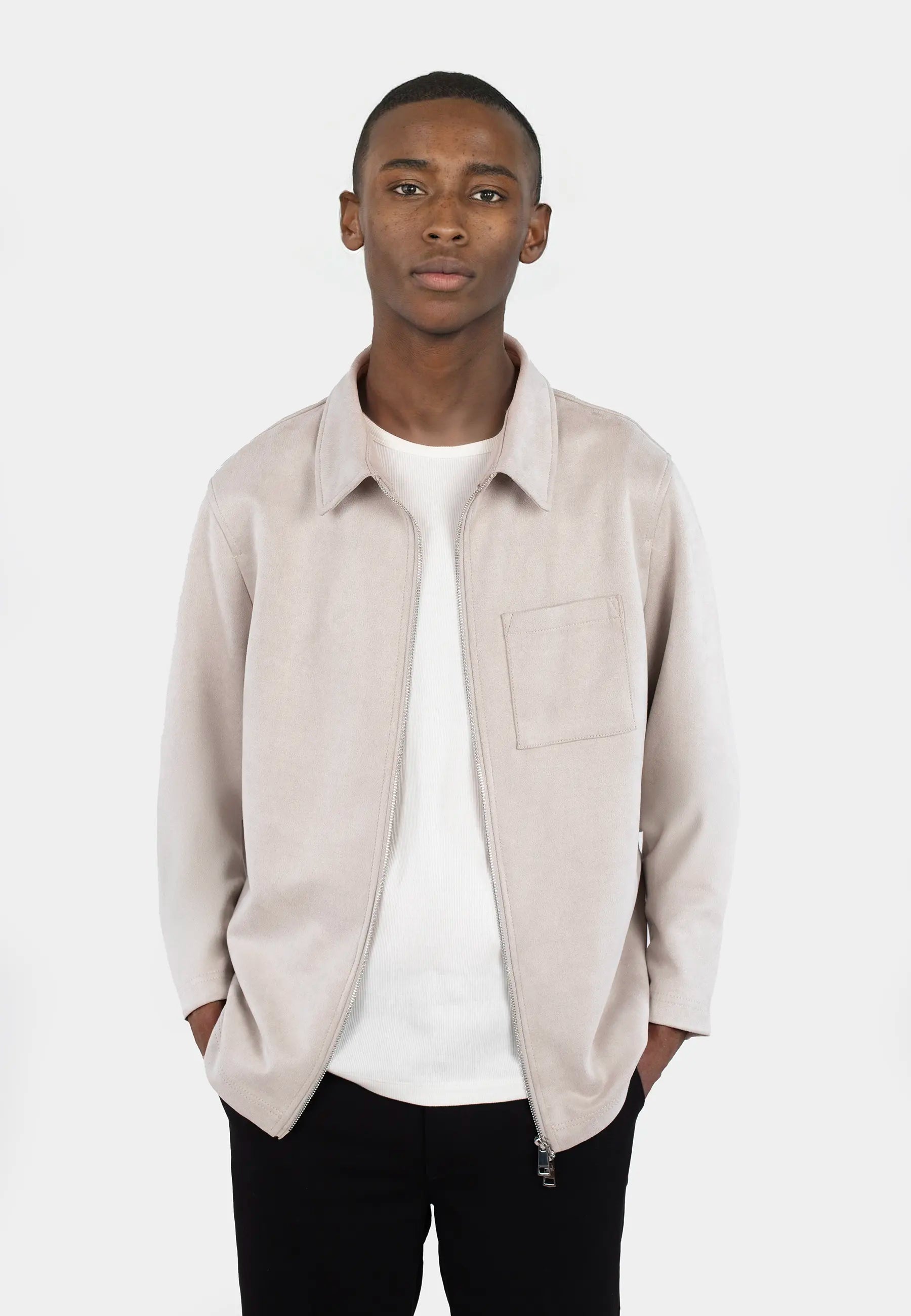 Neo vegan suede overshirt 2.0 - Light sand