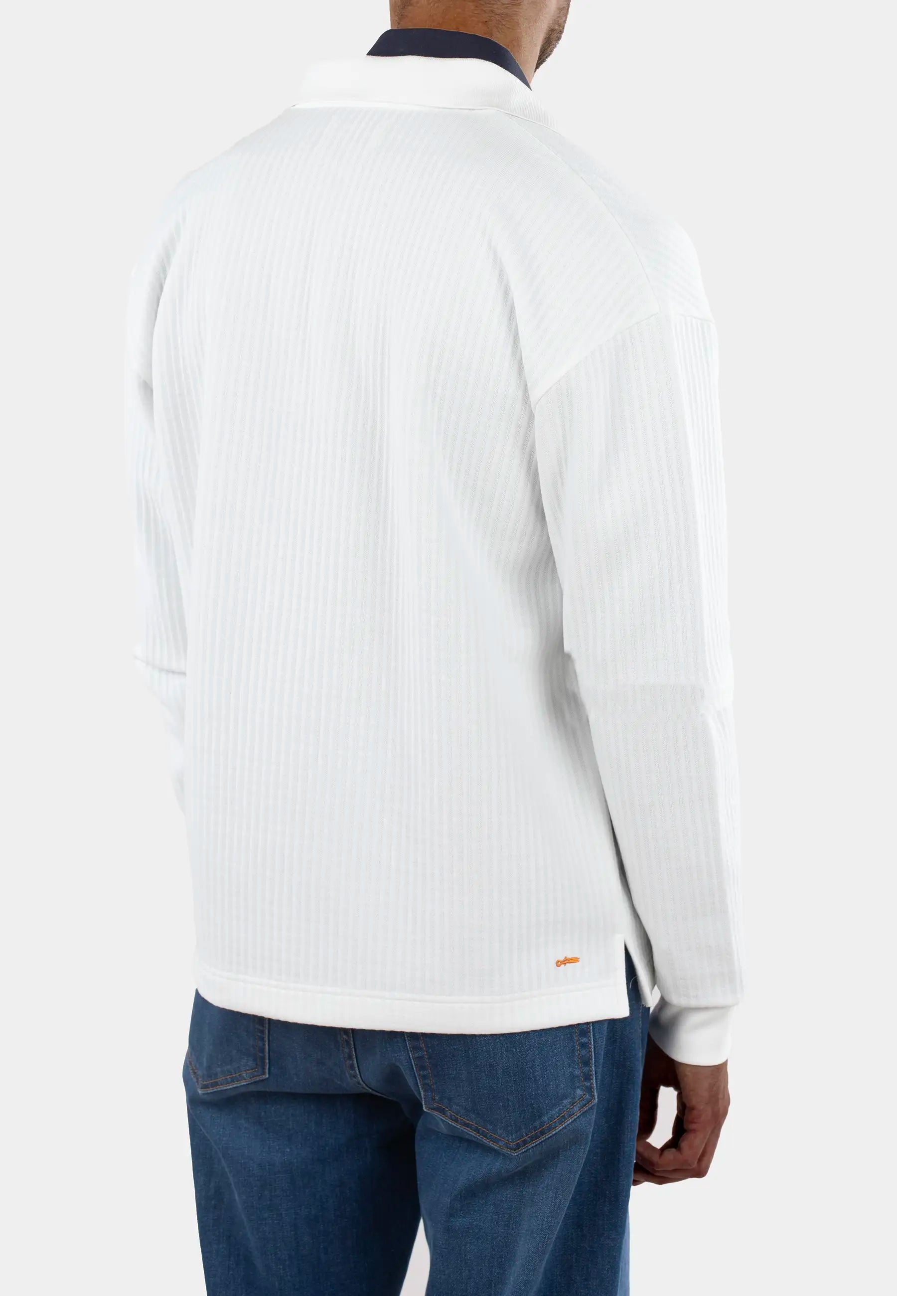 Ottoman full zip sweater - White