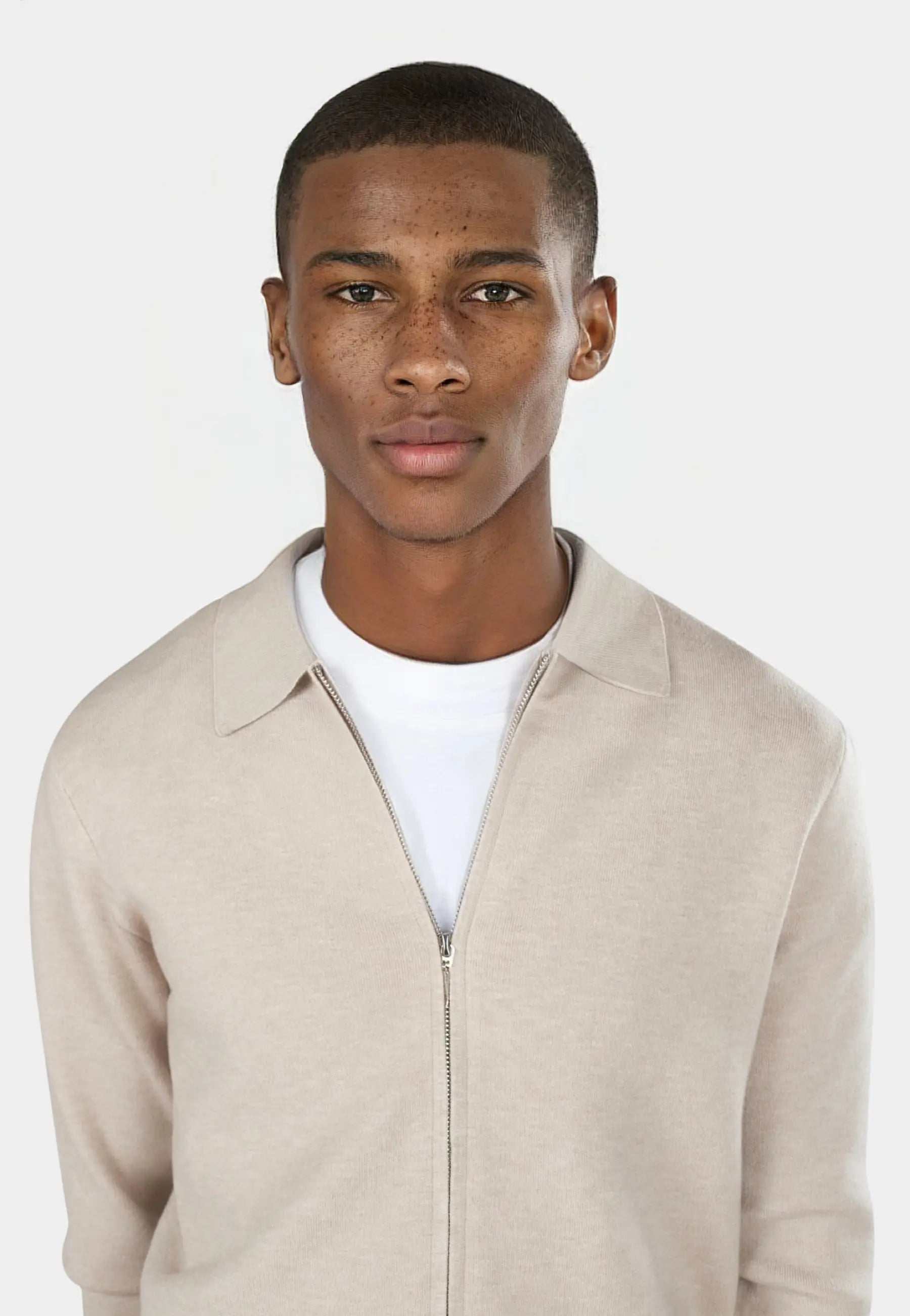 Colby knitted full zip - Beige