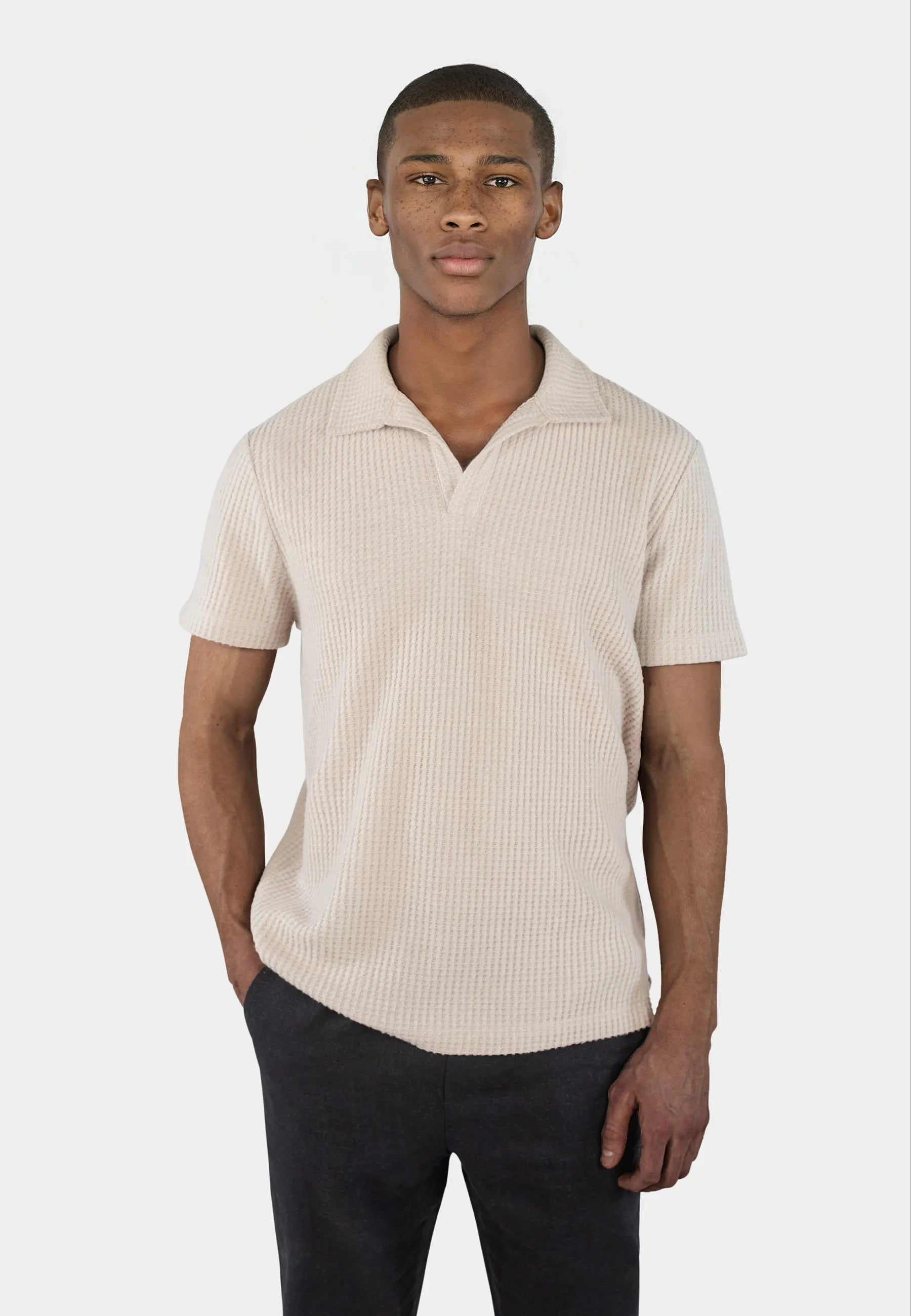Nelson knitted polo - Oyster