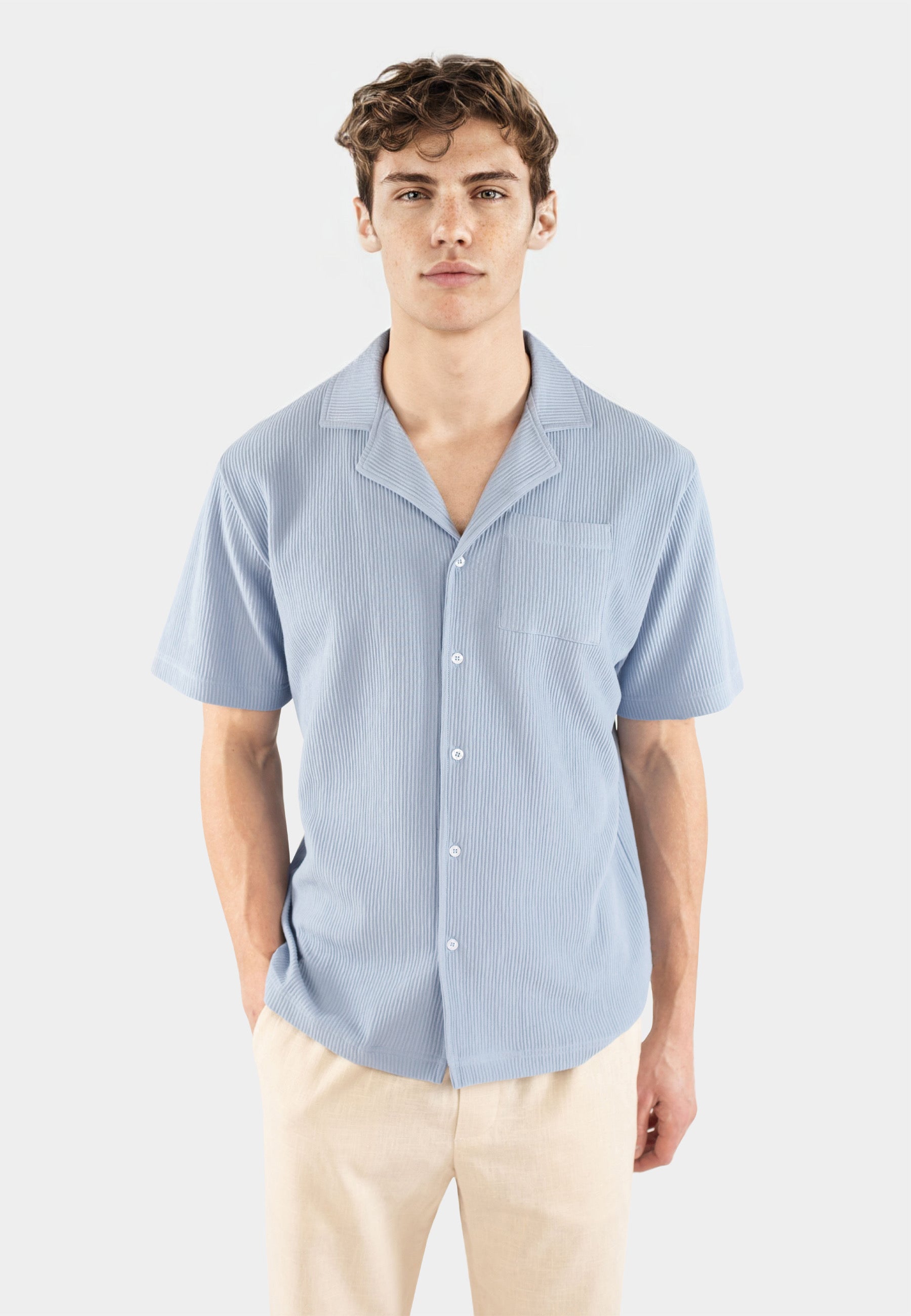 Jack plisse shirt - Light blue