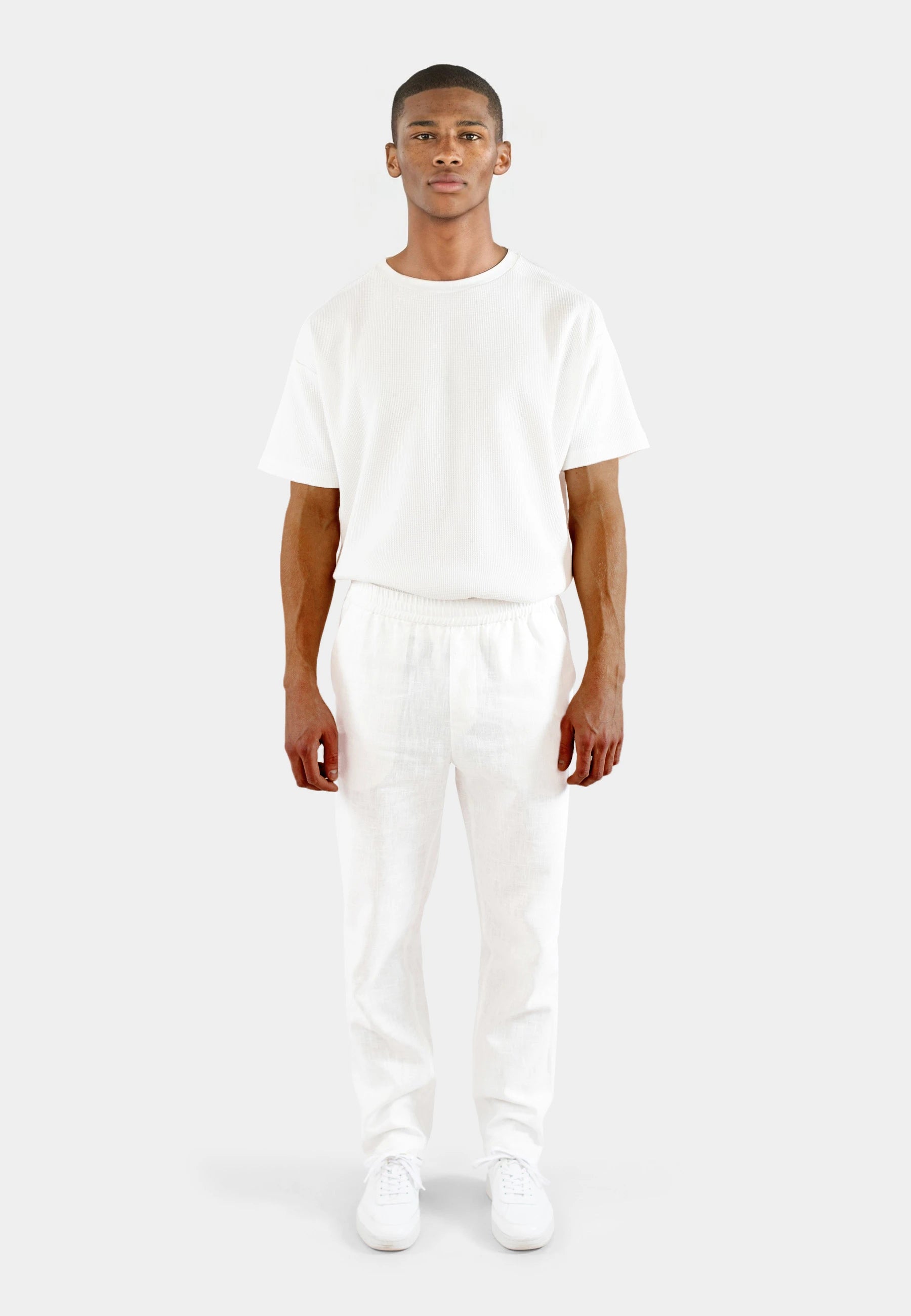 Linen zip set - White