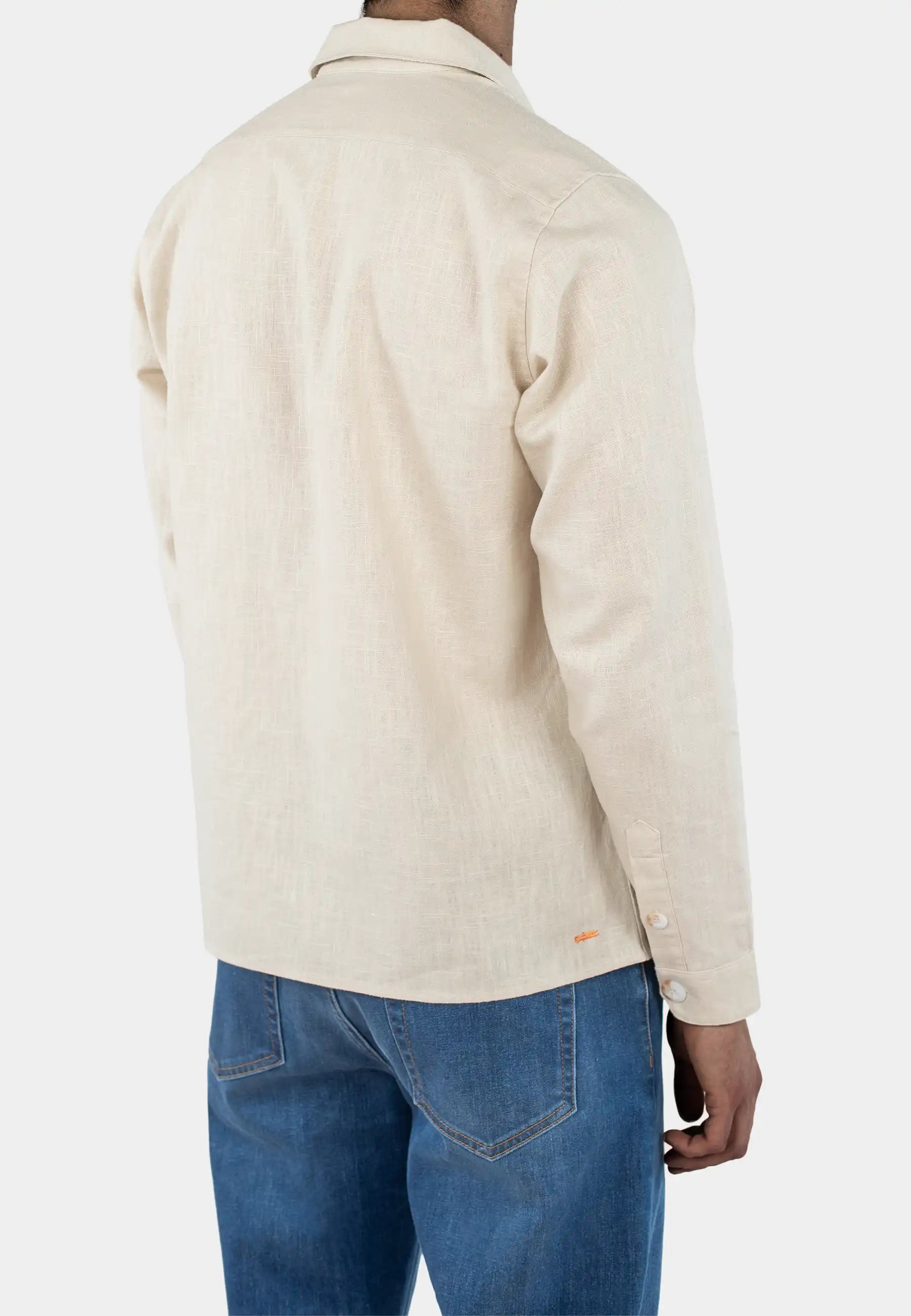 Quincy linen zip overshirt - Sunburst beige