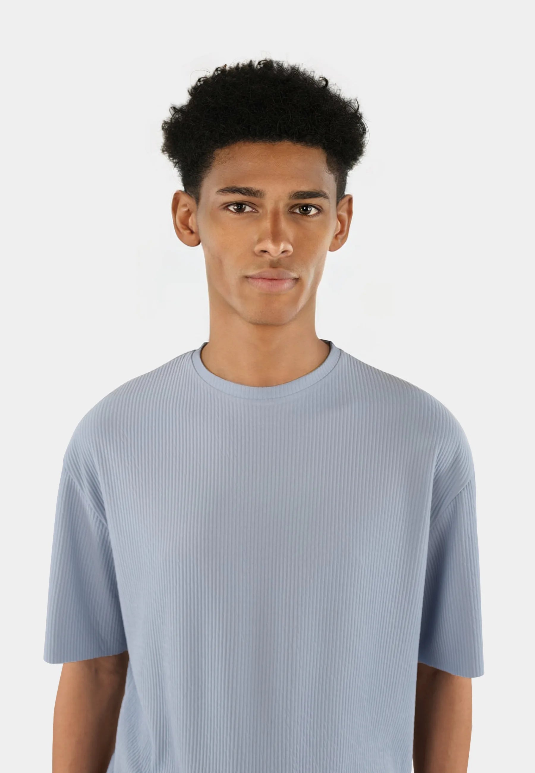 Evan plisse t-shirt - Ljusblå 