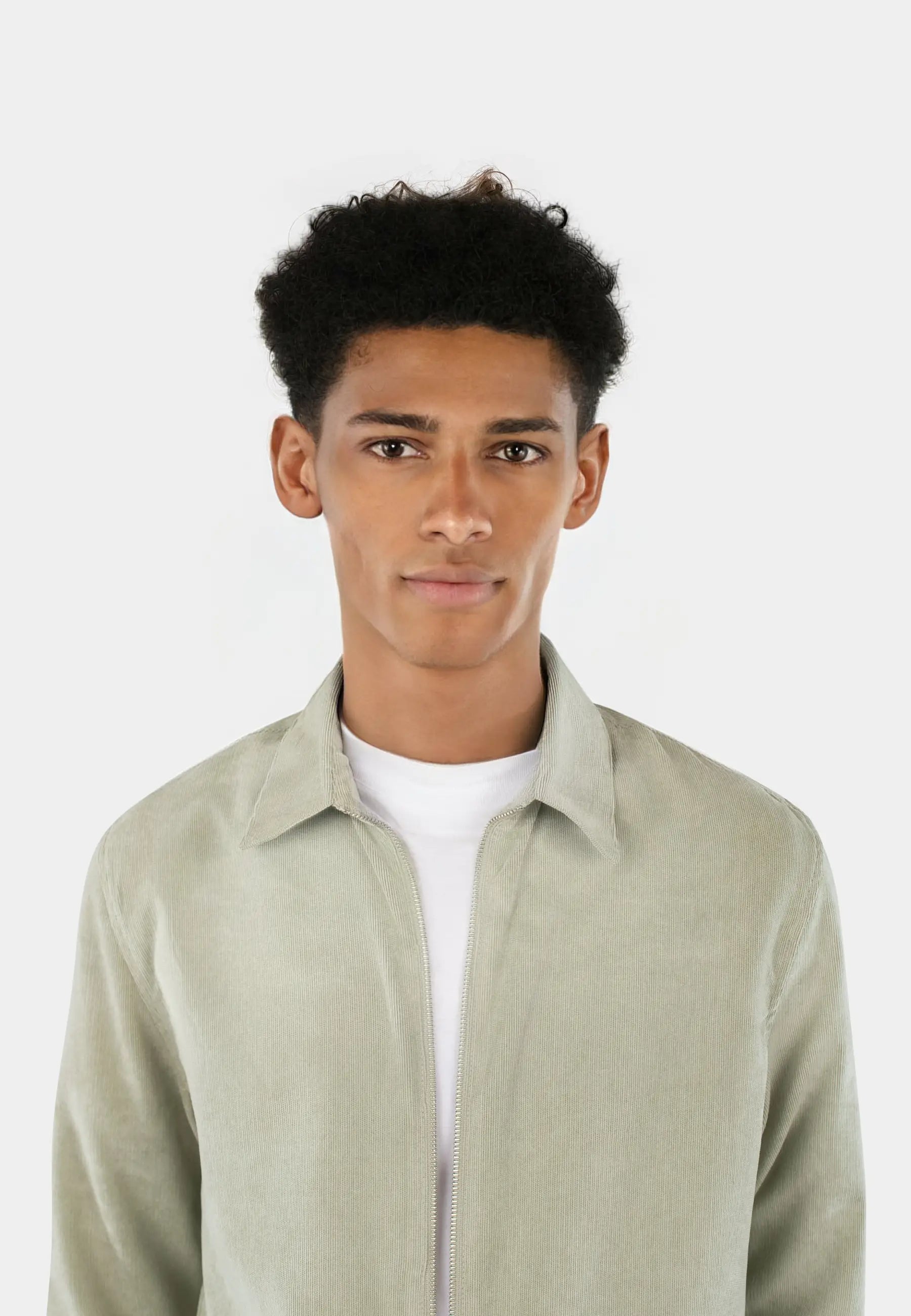 Aden Cord Zip Shirt - Light Green