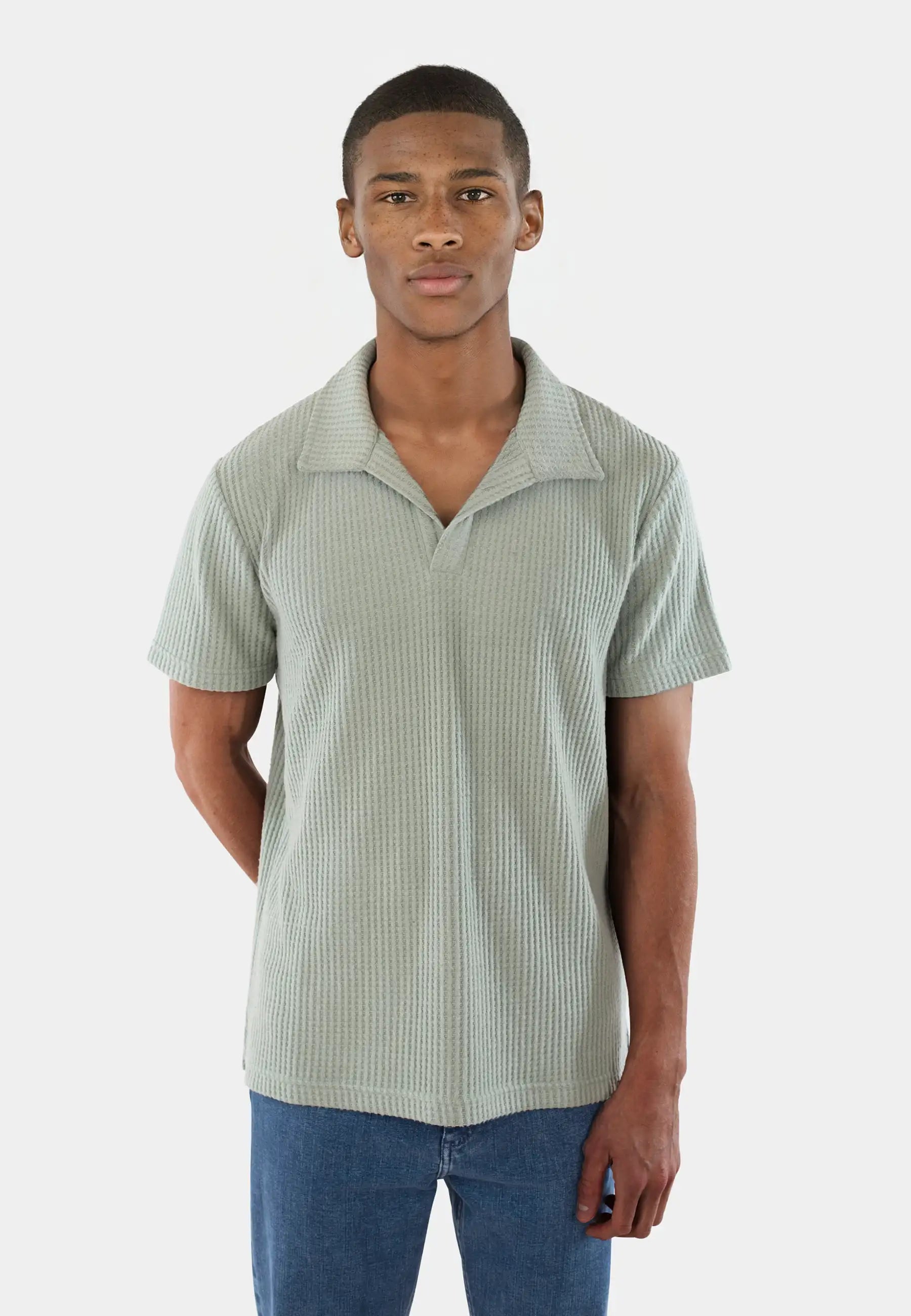 Nelson knitted polo - Palm Leaf