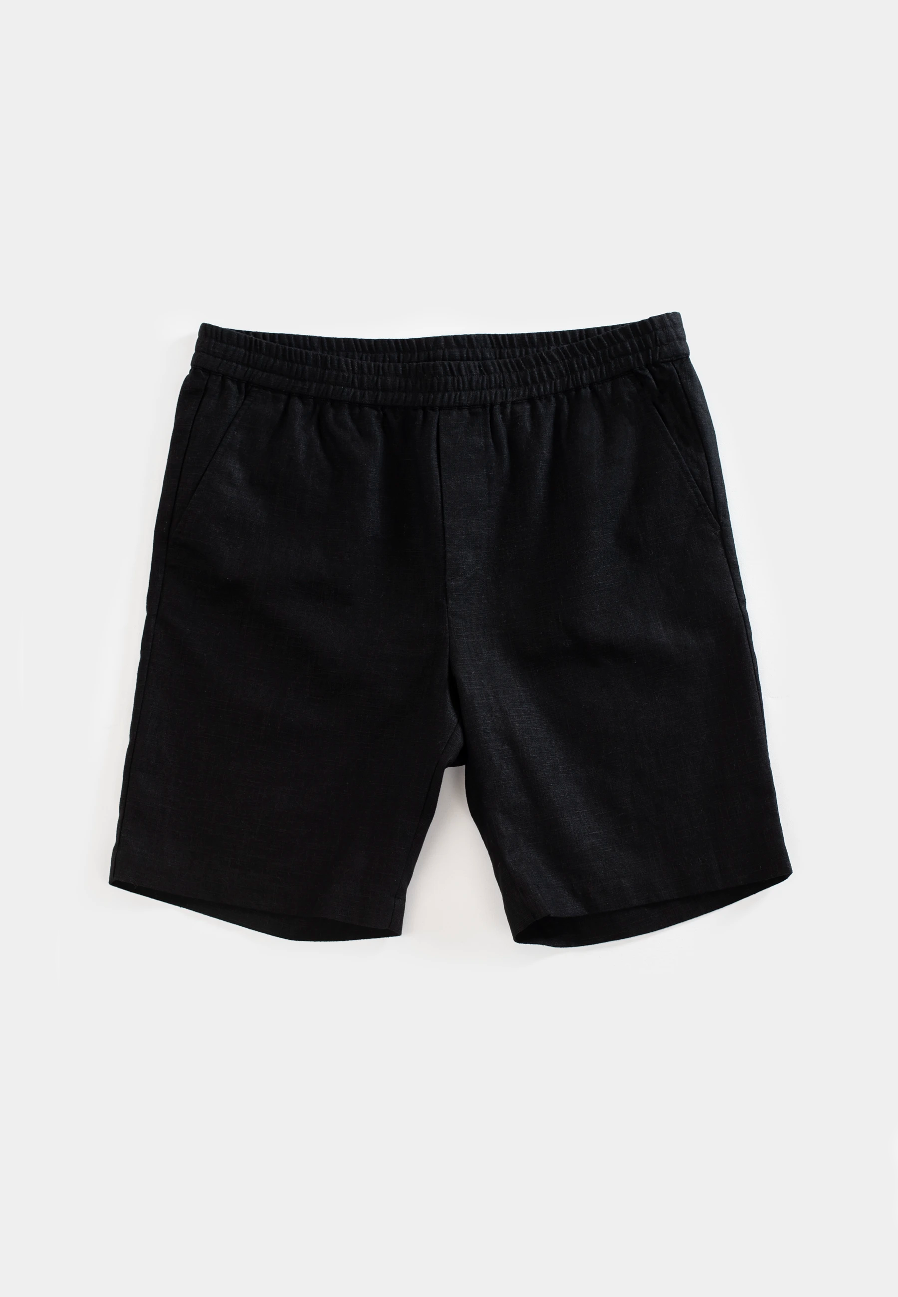 Linen zip short set - Black