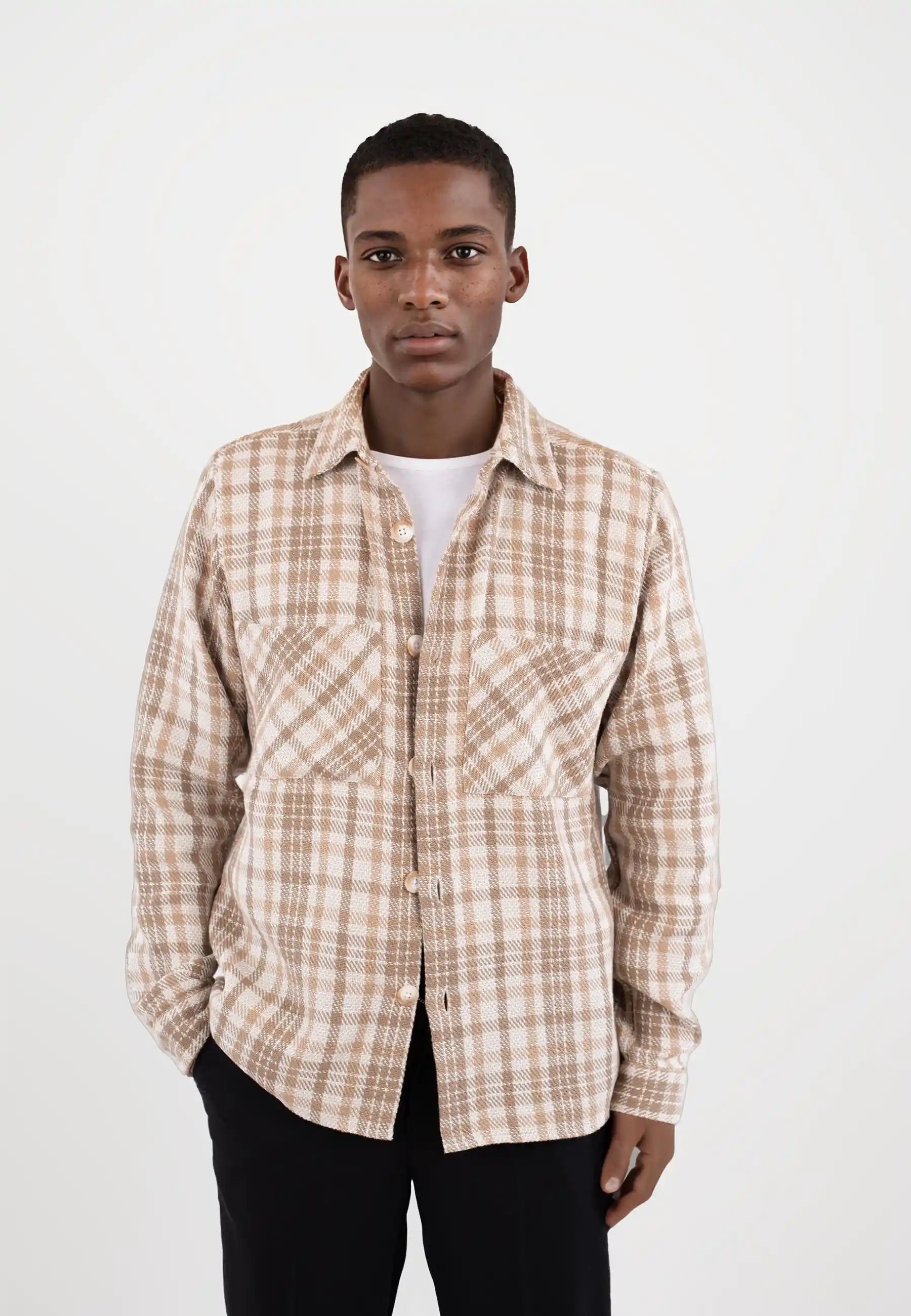 Micah checked overshirt - Beige